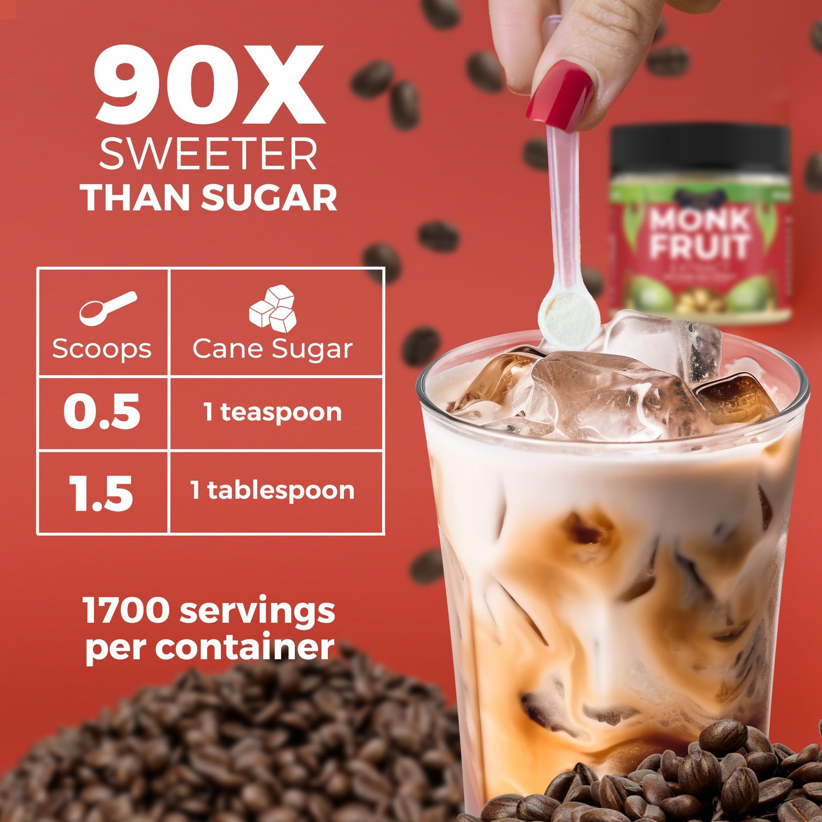 100% Monk Fruit Extract (90X Sweeter Than Sugar) Monk Fruit Sweetener No Eryt…