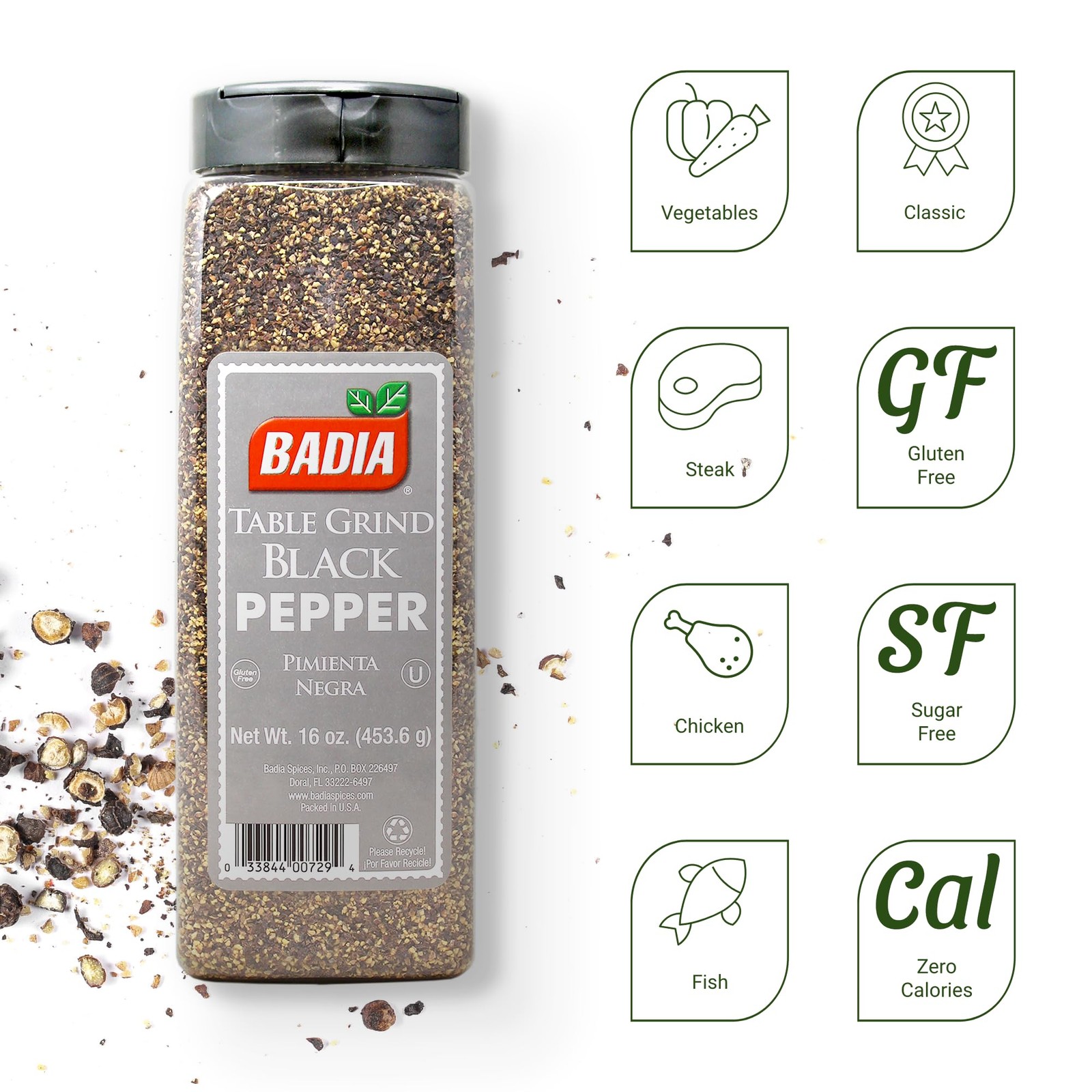 Badia Black Pepper Table Grind, 16 oz – Premium Seasoning for Cooking & Fresh…