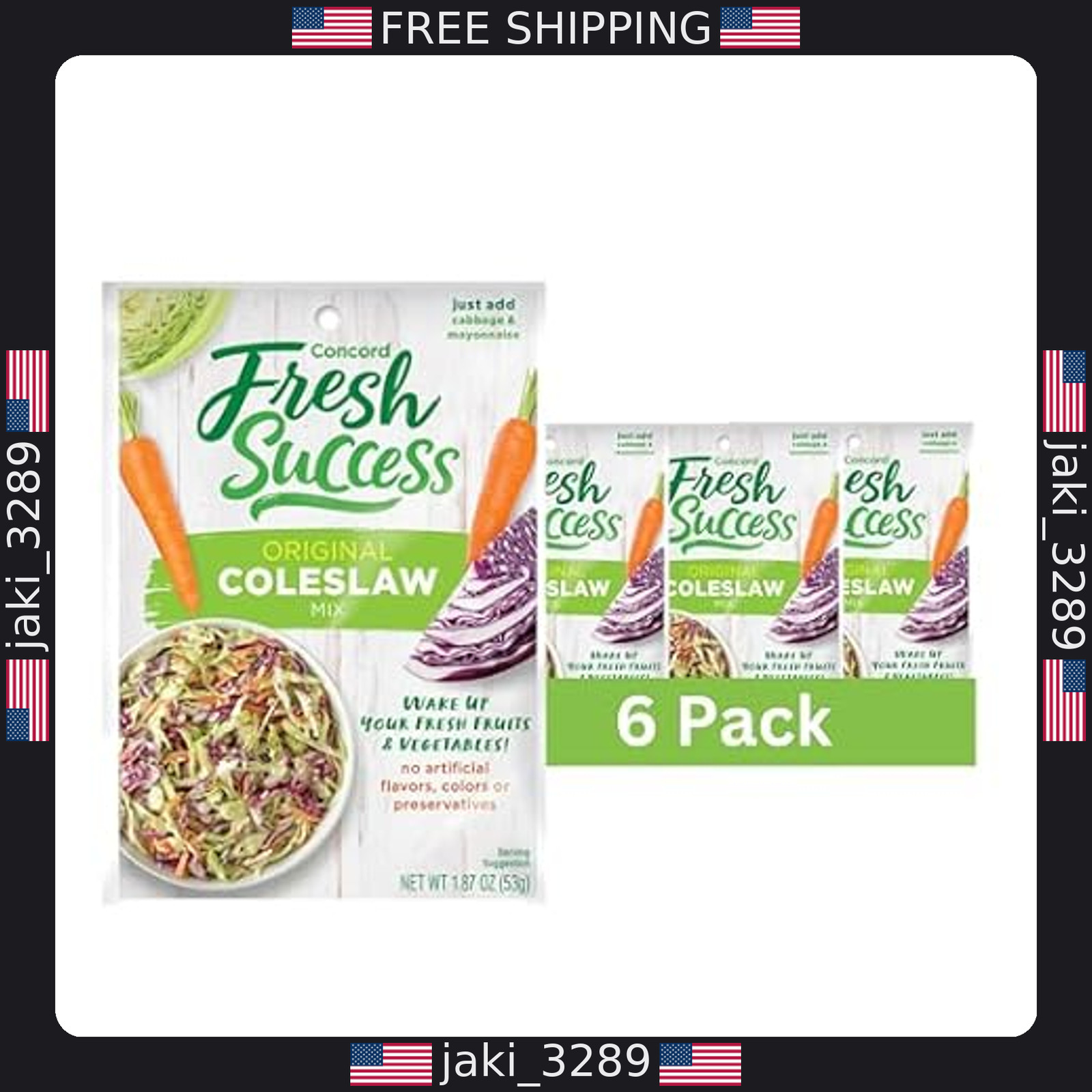 Concord Foods Coleslaw Seasoning Mix, Sweet-Tart Flavor, 1.87 oz Pack of 6