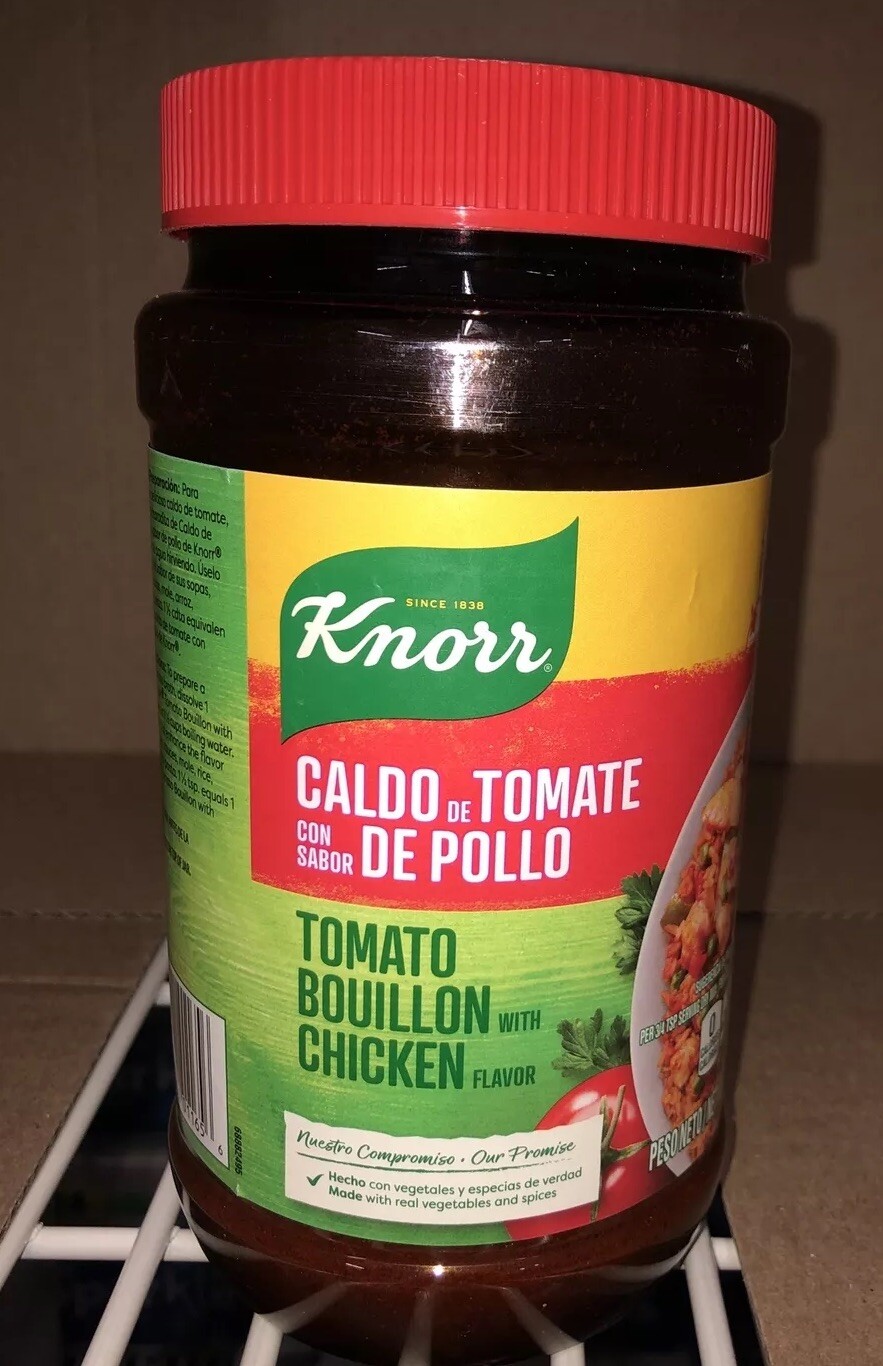 KNORR TOMATE CALDO de CON SABOR de POLLO – ONE LARGE JAR 32 oz – 2 LB (No Fat)