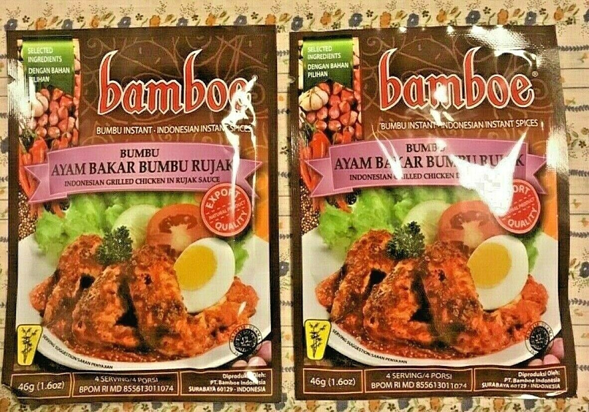 Lot 2 Bamboe Bumbu Instant Indonesian Spices-AYAM BAKAR RUJAK Grilled Chicken