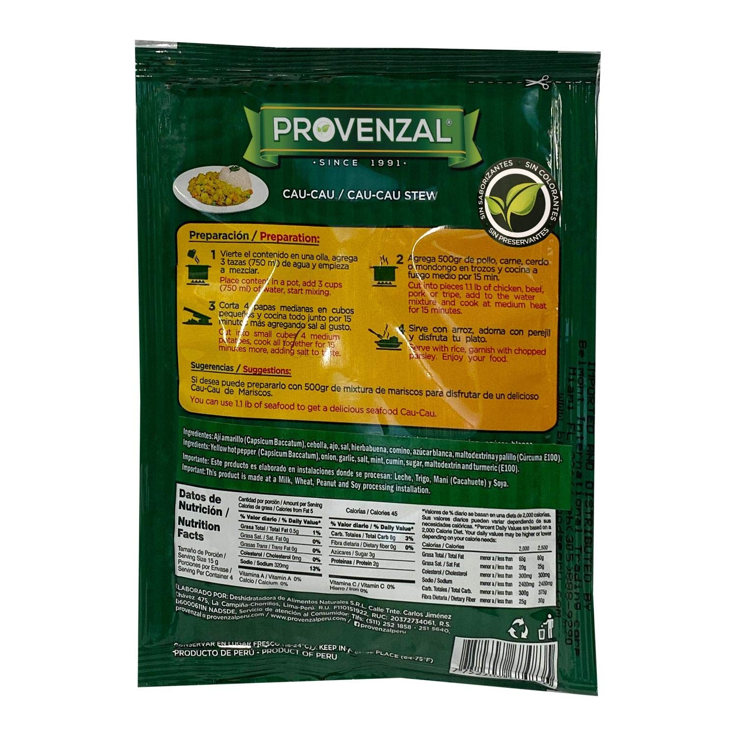 Cau Cau Provenzal 3 pack of 2.2 oz each – 3 sobres