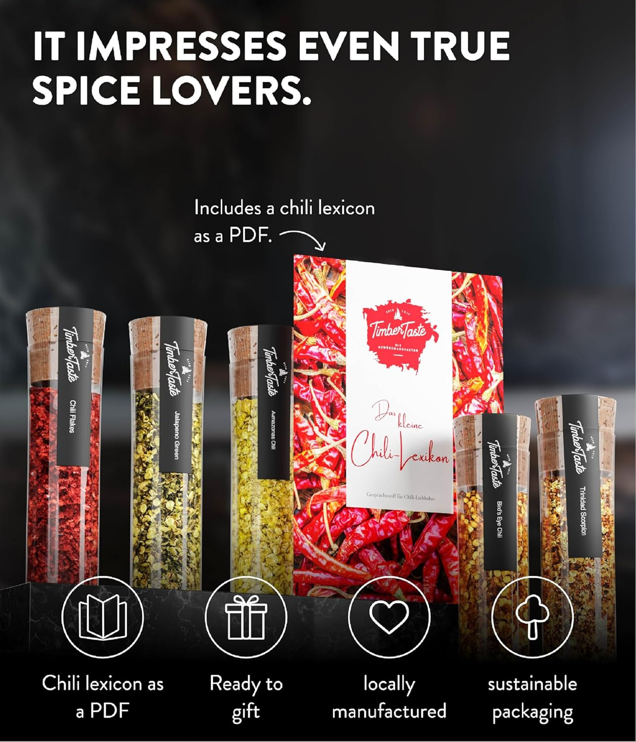 TIMBER TASTE® Chili & Hot Spice Sampler – 5 Scoville-Rated Seasoning Blends | Se