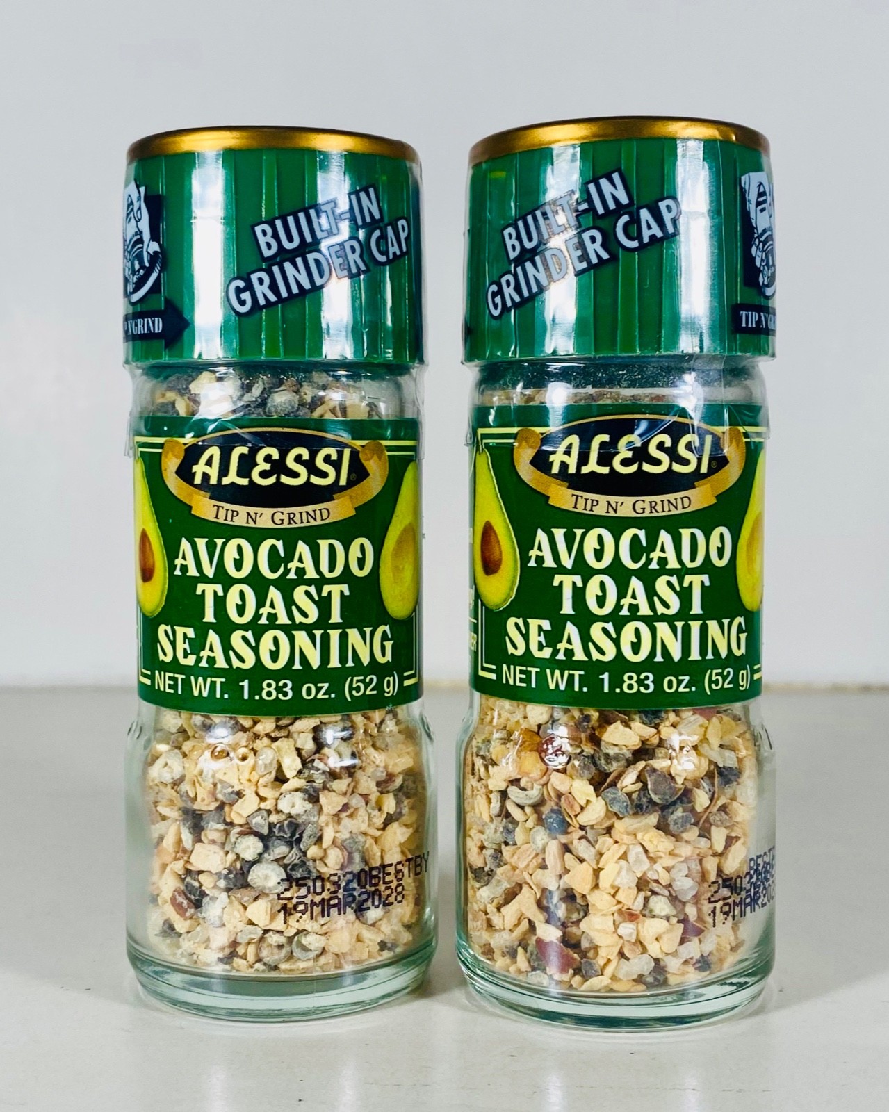 ALESSI Avocado Toast Seasoning with Grinder, 1.83 oz (52g)X2, Use On Everything!
