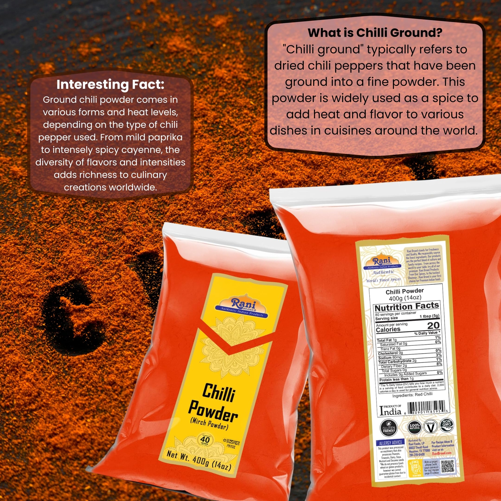 Rani Chilli Powder (Mirchi) Ground Indian Spice 14oz (400g)