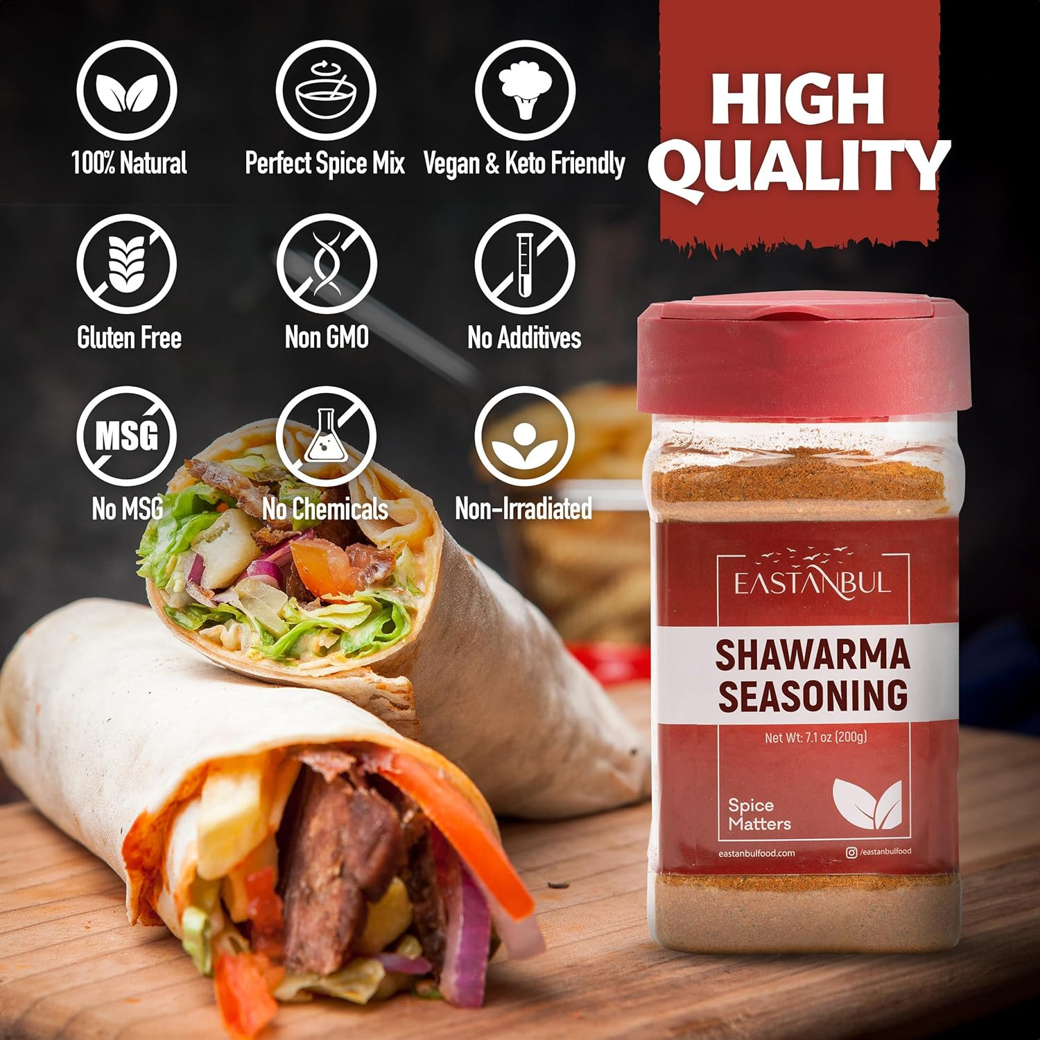 Eastanbul Shawarma Seasoning, 7.1Oz, Shawarma Spice Blend, All-In-One Baharat Sp