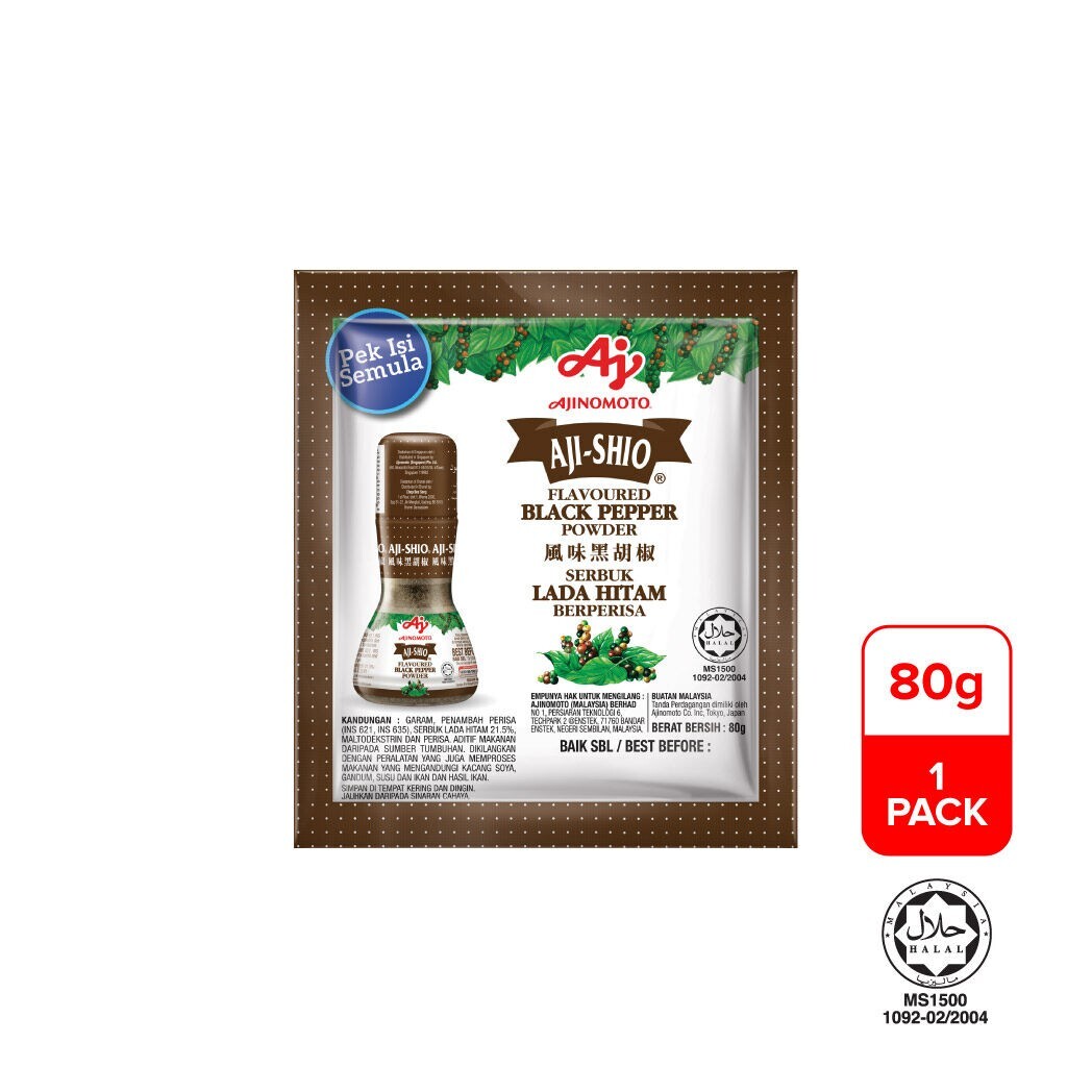 Ajinomoto Aji-Shio Flavoured Aromatic White & Black Pepper Bottle Refill Pack
