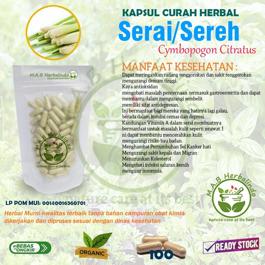 LEMONGRASS Capsules Natural Organic Herbs Spices Fresh Pure Hygienic Premium