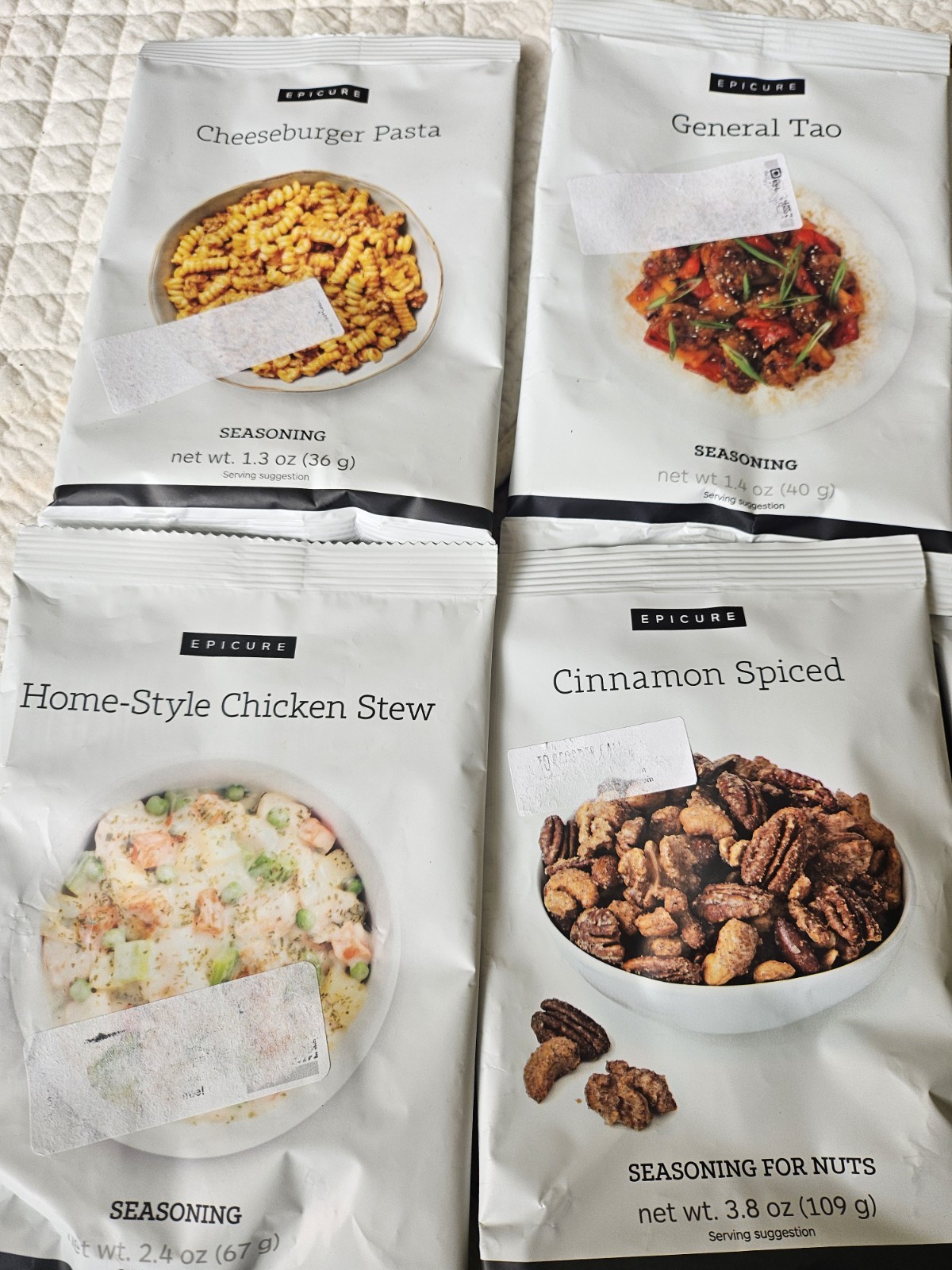 Epicure Lot Of 6 Meal Solutions & Spiced Nuts Gluten Free Non GMO Chicken Corn
