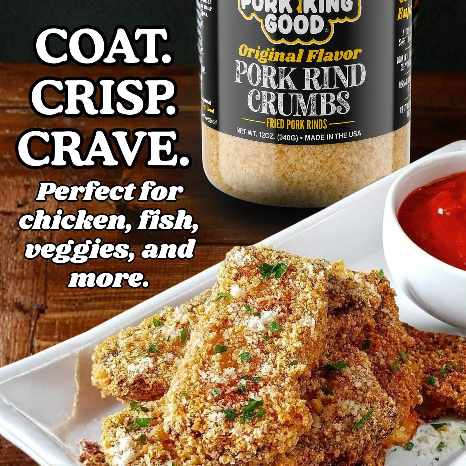 Pork Rind Breadcrumbs, Original, 2 Pack | Keto Friendly, Paleo, Gluten-Free, Sug