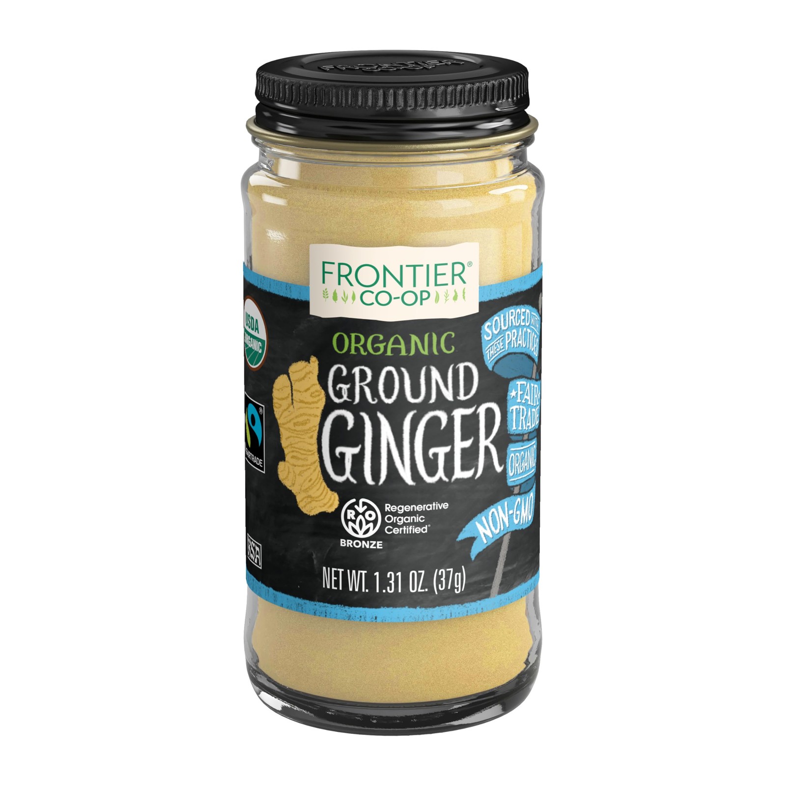 Frontier Organic Ground Ginger 1.31 Ounce Regenerative Flavorful Spice