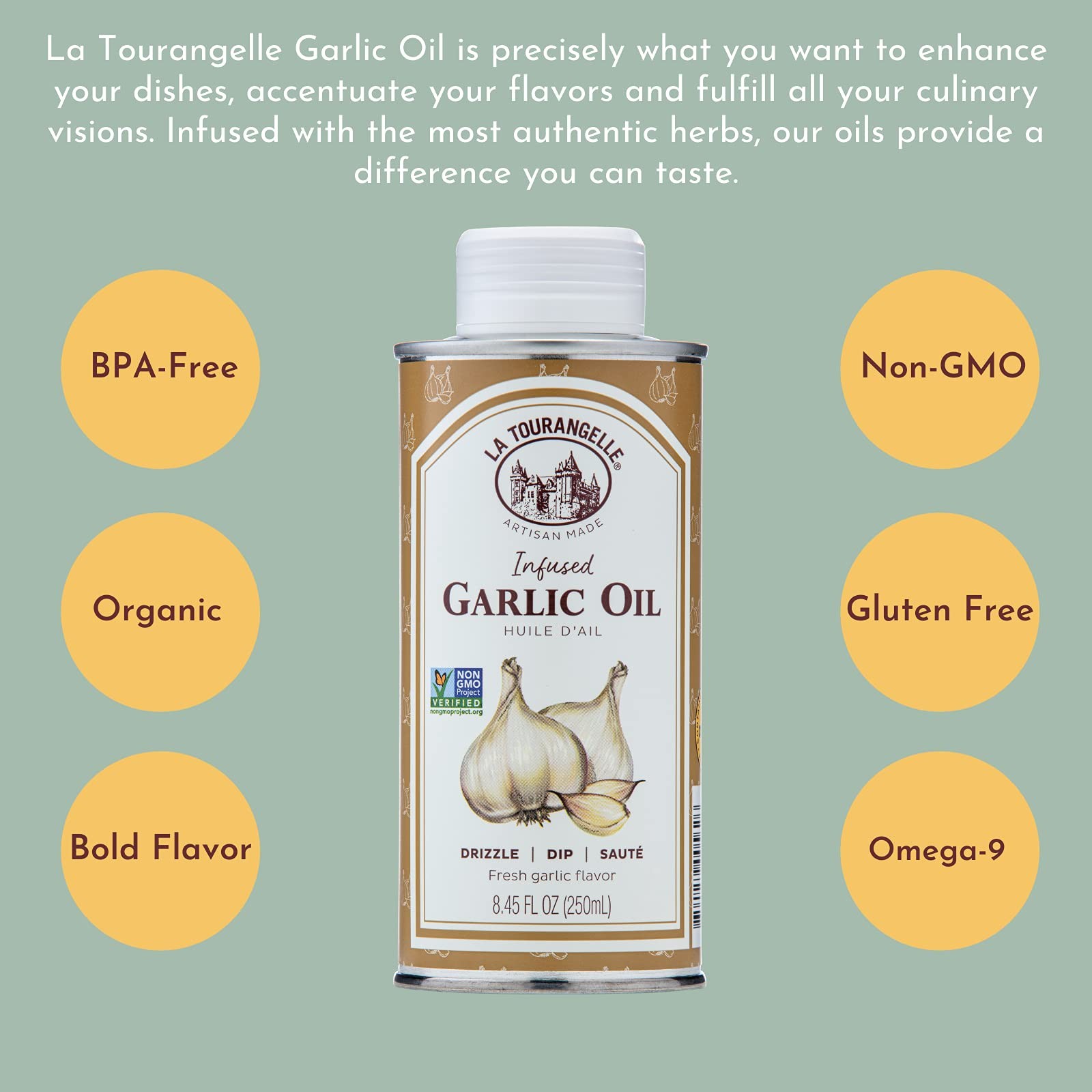 , Garlic Oil, High Oleic Oil for Cooking Pastas, Salad Dressings, Drizzle on …