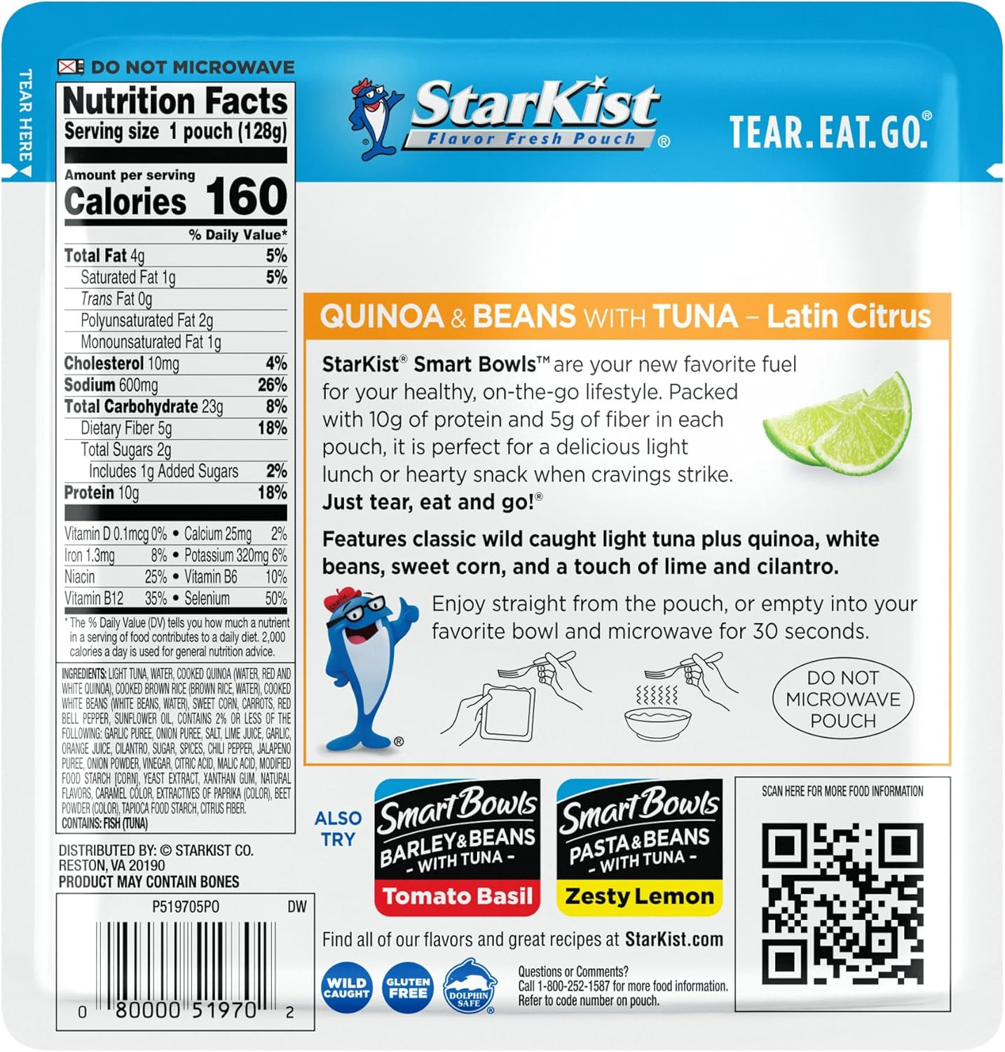 Smart Bowls Latin Citrus, 4.5 oz Pouch (Pack of 12) – Features Quinoa & Beans wi