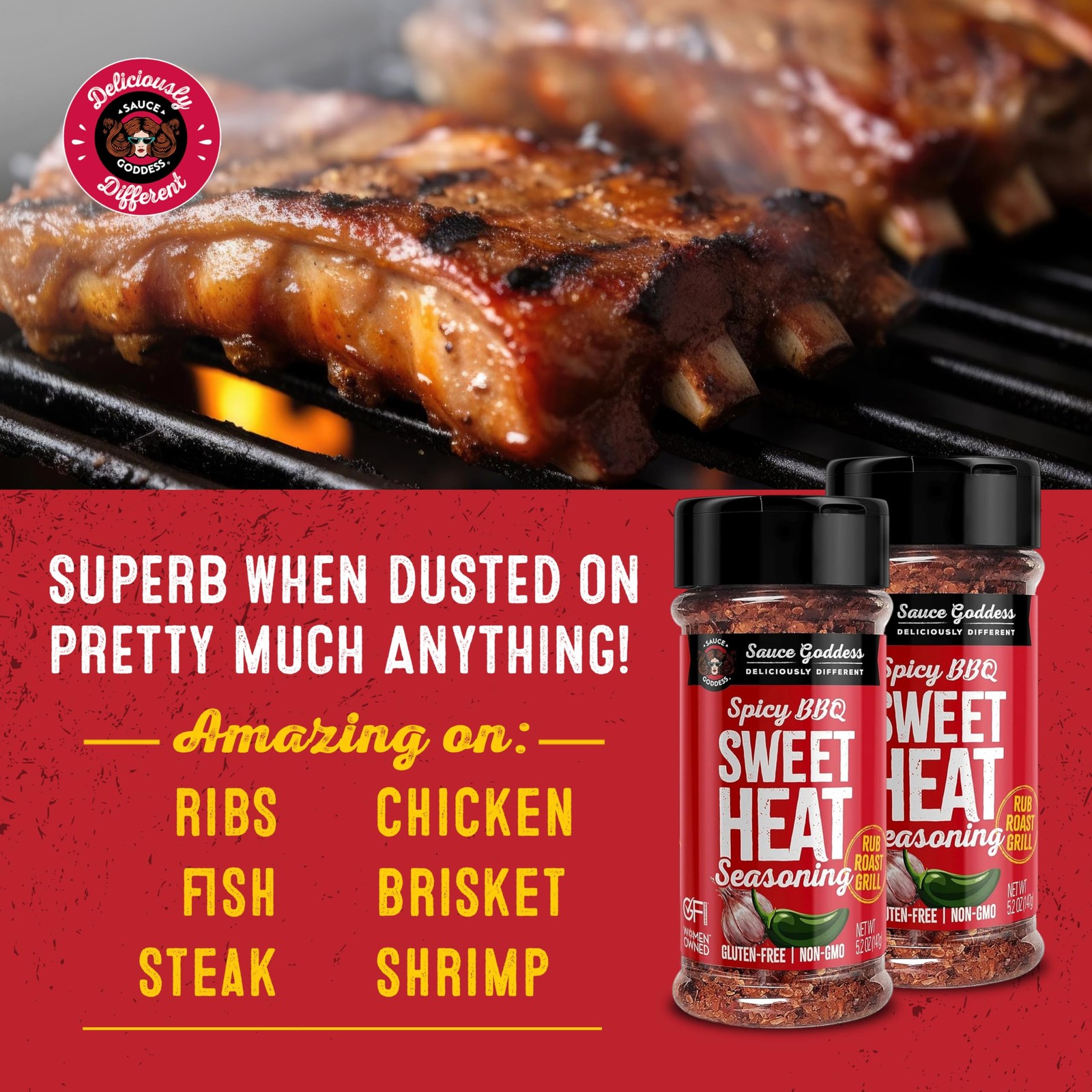 BBQ Sweet Heat Spice Shaker (2-Pack) – BBQ Rub with Brown Sugar and Has a Nic…