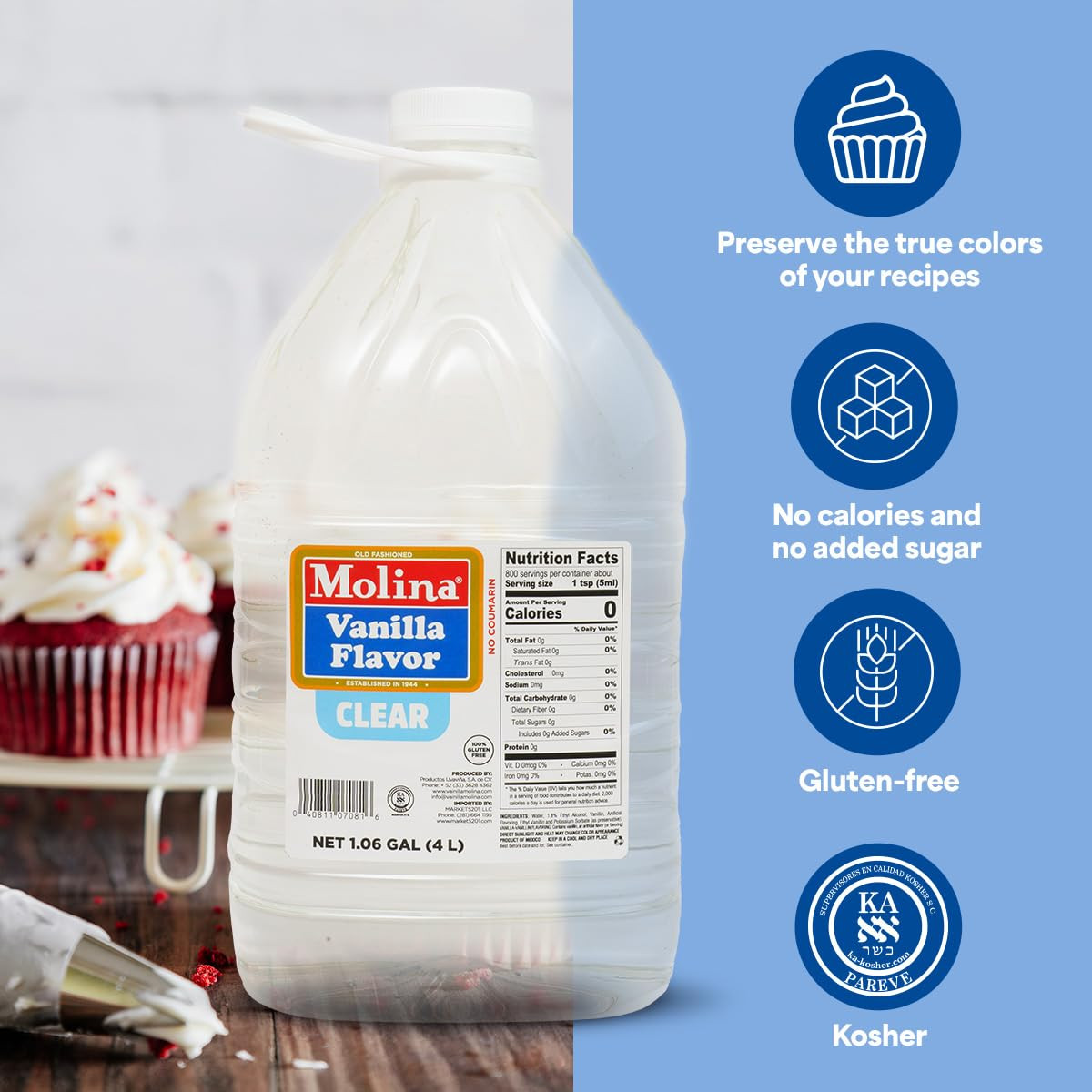 Clear Vanilla Extract, 1 Gallon (135.3 oz) Perfect for Baking, Enhances Flavor W