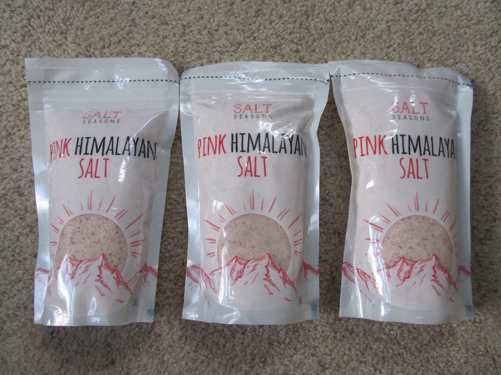 LOT OF 3-Salt Seasons PINK HIMALAYAN SALT- 3 lbs-84 Minerals-Kosher-Exp Feb 2032