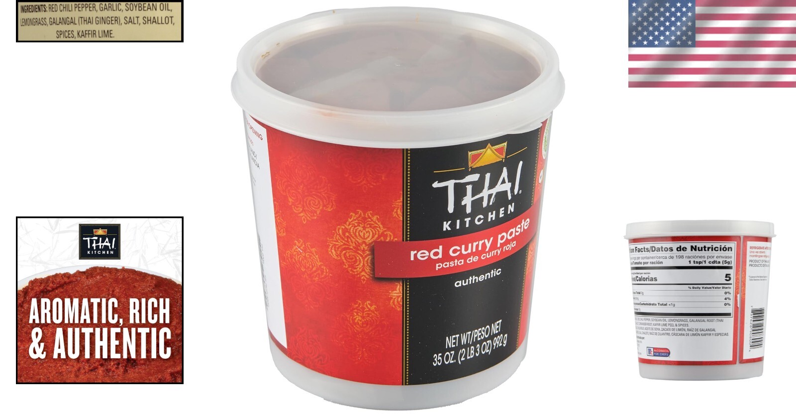 Thai Kitchen Red Curry Paste – 35 oz Tub for Authentic Dishes, Gluten-Free