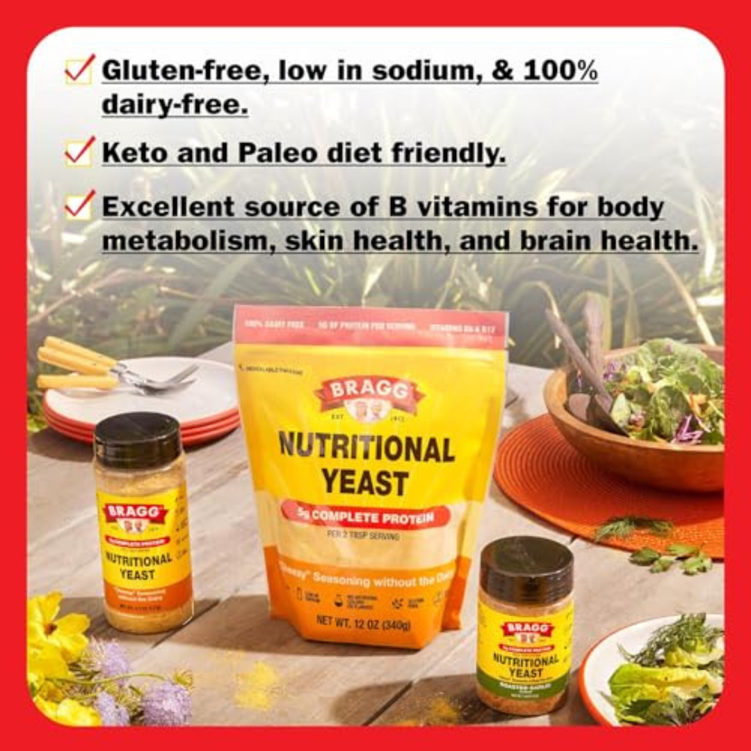 Bragg Premium Nutritional Yeast Seasoning – Vegan,Gluten Free-12 Ounce Pack of 1