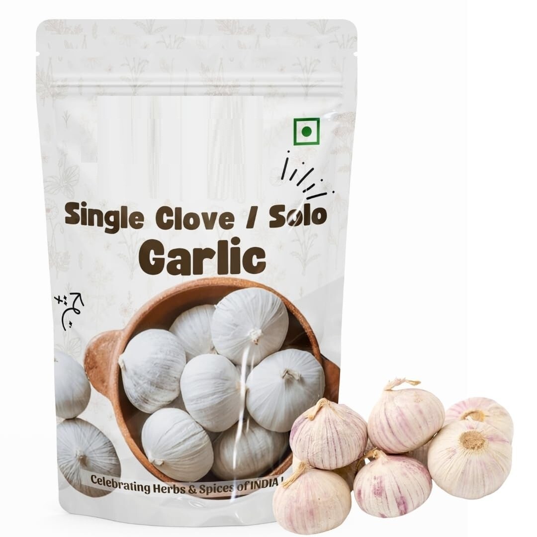 Premium Single Clove Garlic (Solo / Monobulb)-Intense Flavor, Whole Organic Bulb