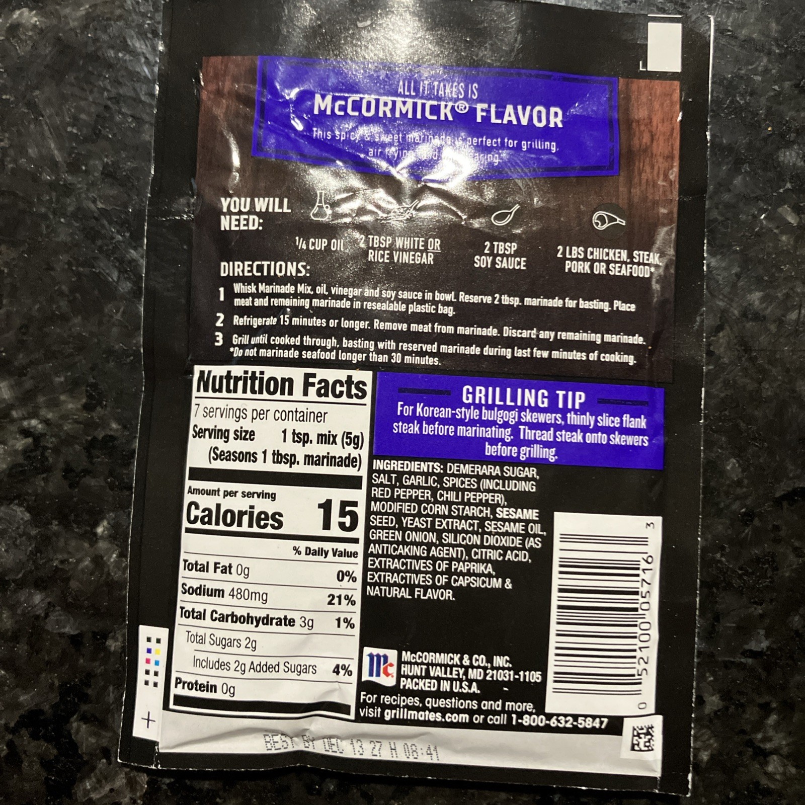Lot of 10 McCormick Grill Mates Marinade Mix Asian BBQ 1.25 oz ea BB 12/13/2027