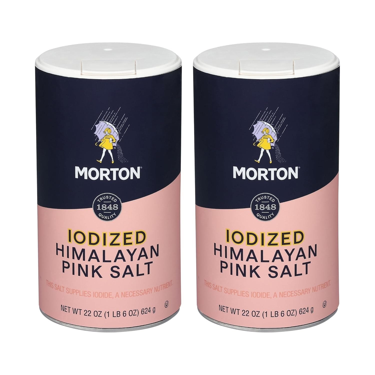 Iodized Himalayan Pink Salt Fine Grain 44 oz 2 Pack Multi-Purpose Cooking