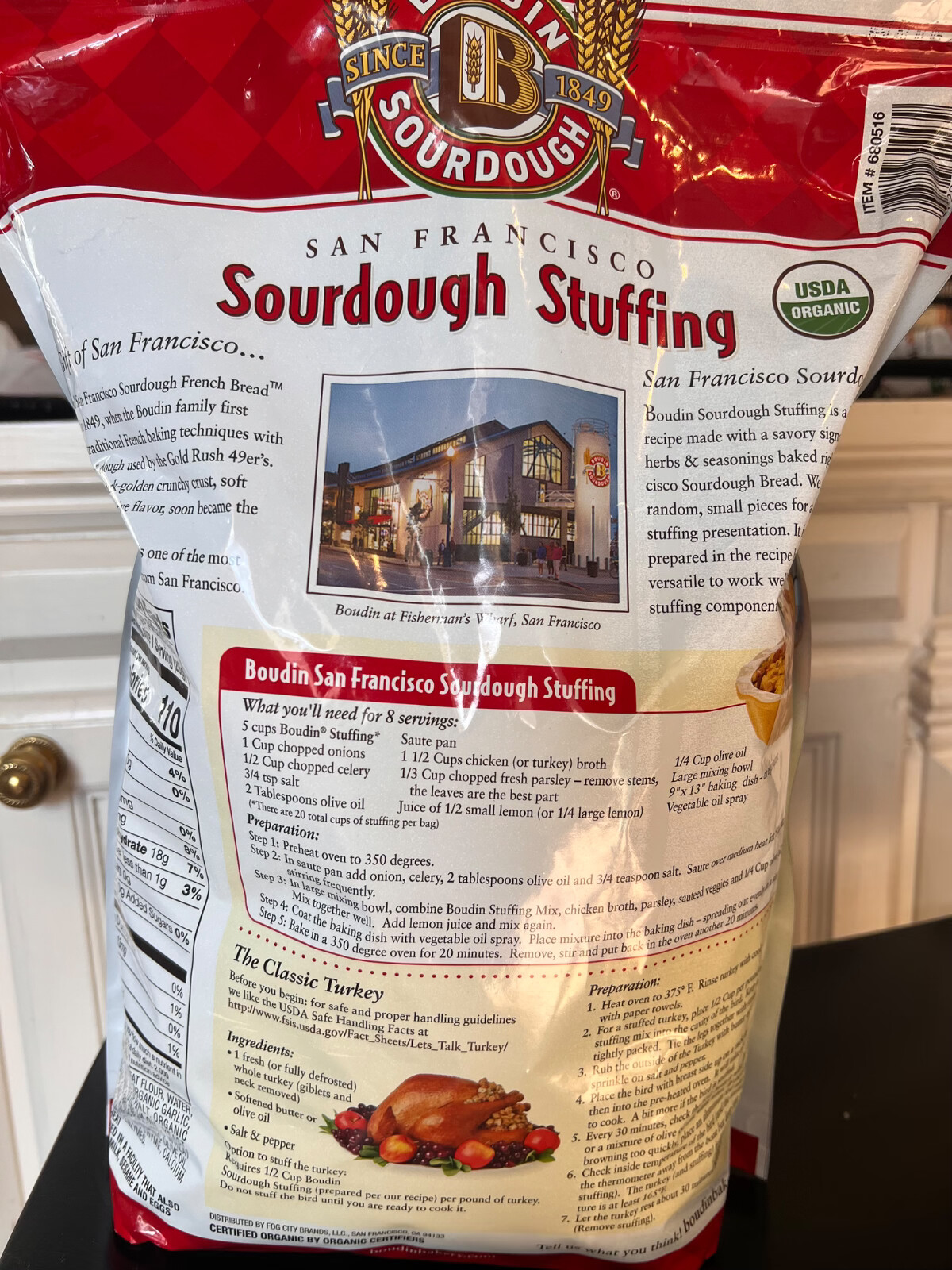 Boudin Sourdough San Francisco stuffing classic herb 32 oz (2lbs) organic
