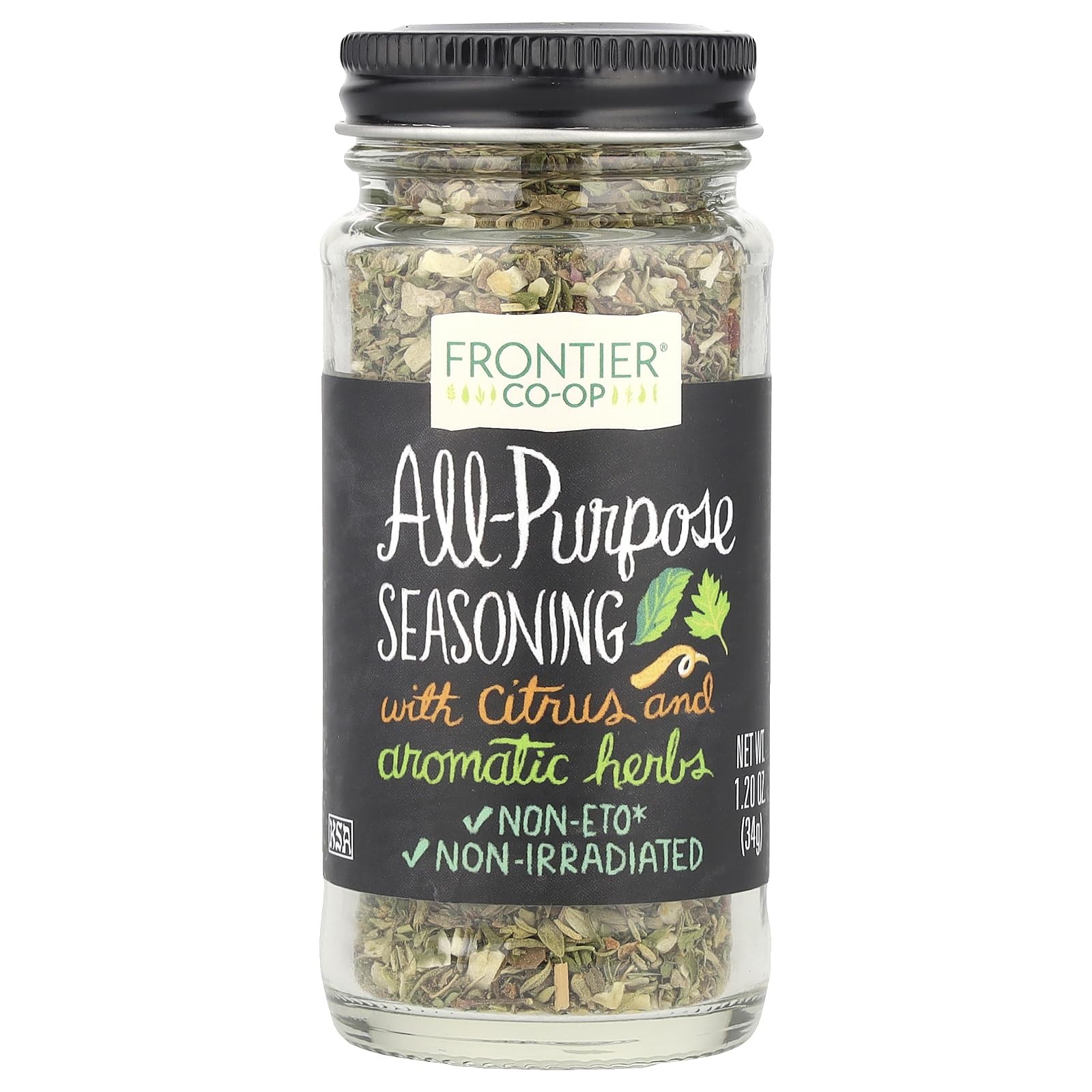 Frontier All Purpose Seasoning Salt Free Blend 1.2 Ounce Bottle