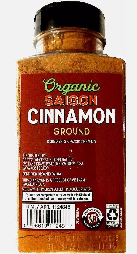 New Kirkland Signature ORGANIC Ground Saigon CINNAMON – 10.7 oz Spices (303g)