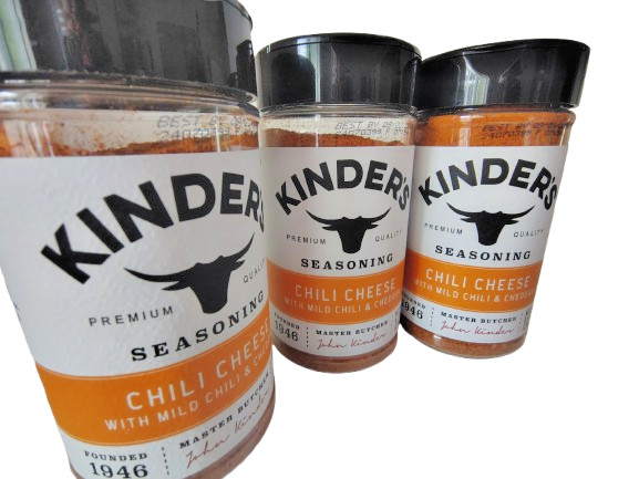 Kinder’s CHILI CHEESE Seasoning/Mild Chili & Cheddar 8.4oz, BB 8/26, Lot of 4