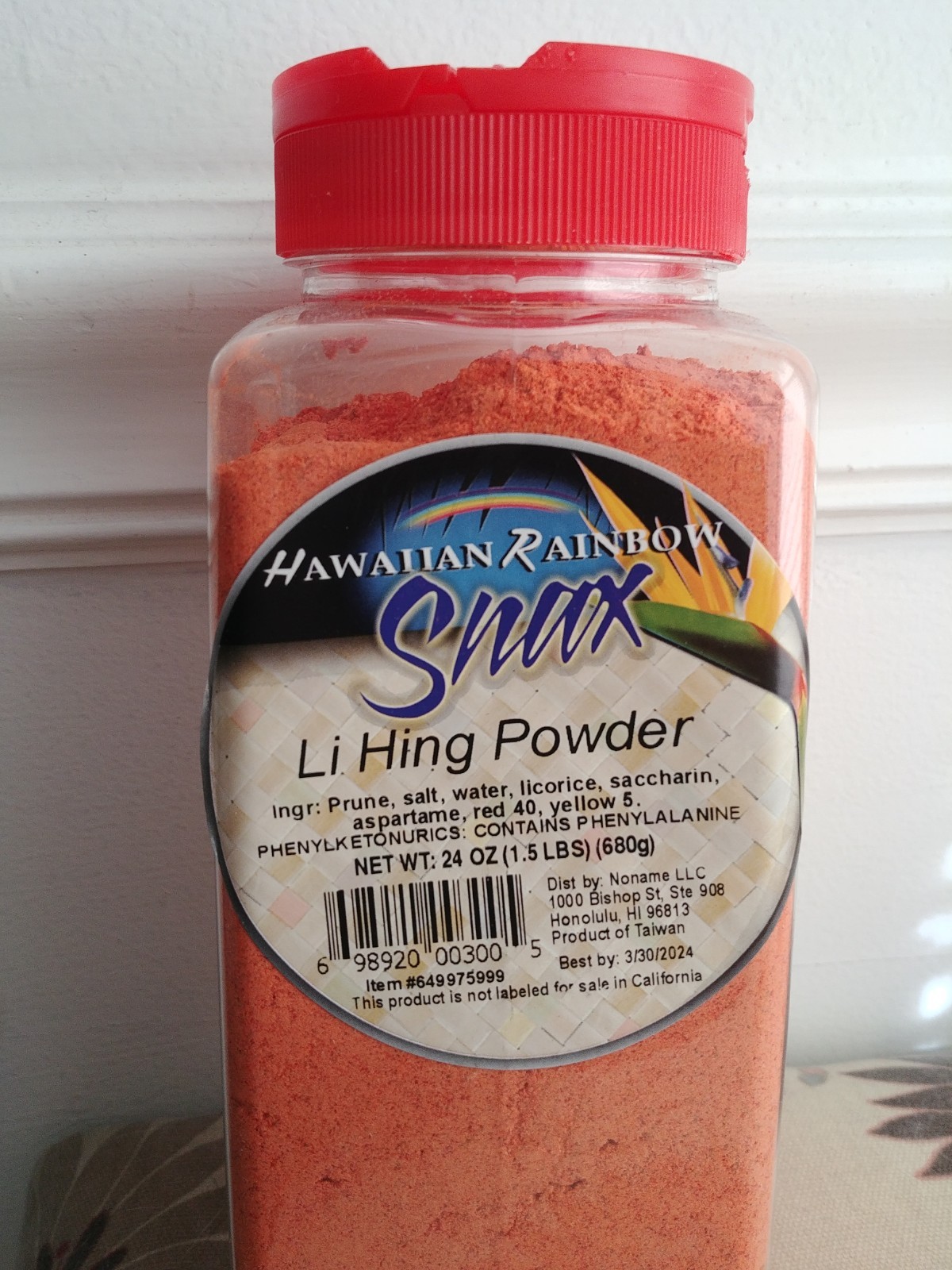 HAWAIIAN RAINBOW BRAND LI HING MUI PLUM SEASONING SPICE POWDER 1.5 LB. XL 24 oz.