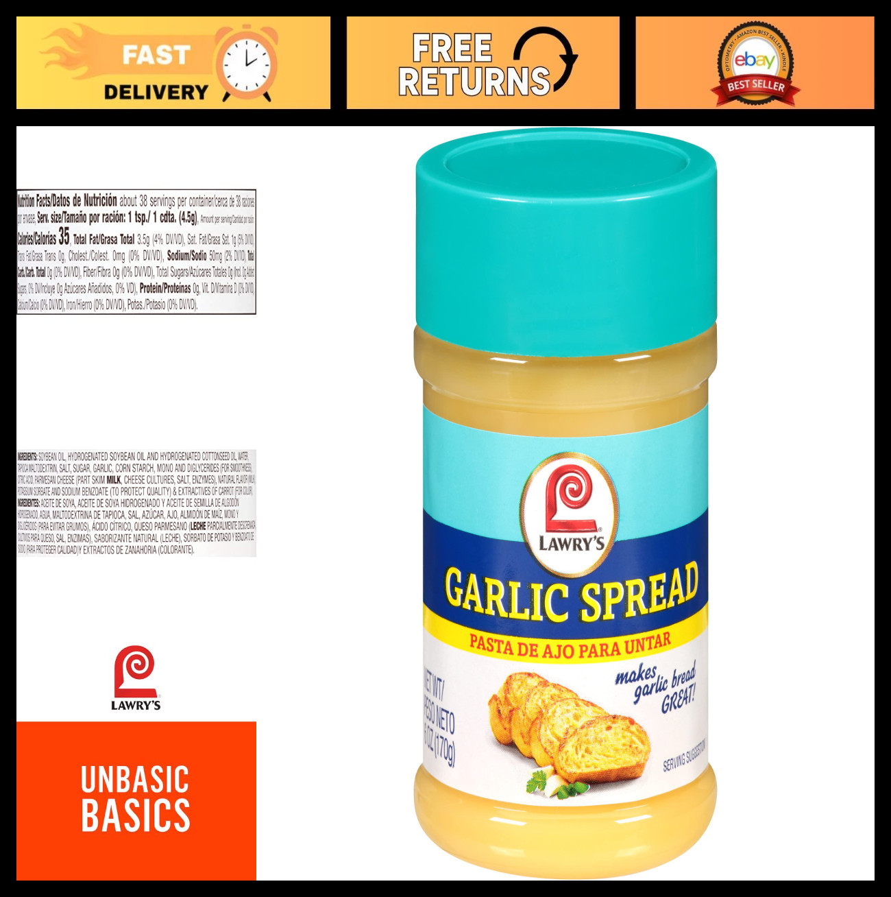 Garlic Spread Dip, 6 oz – Pack of 12, Perfect for Cooking & Snacking