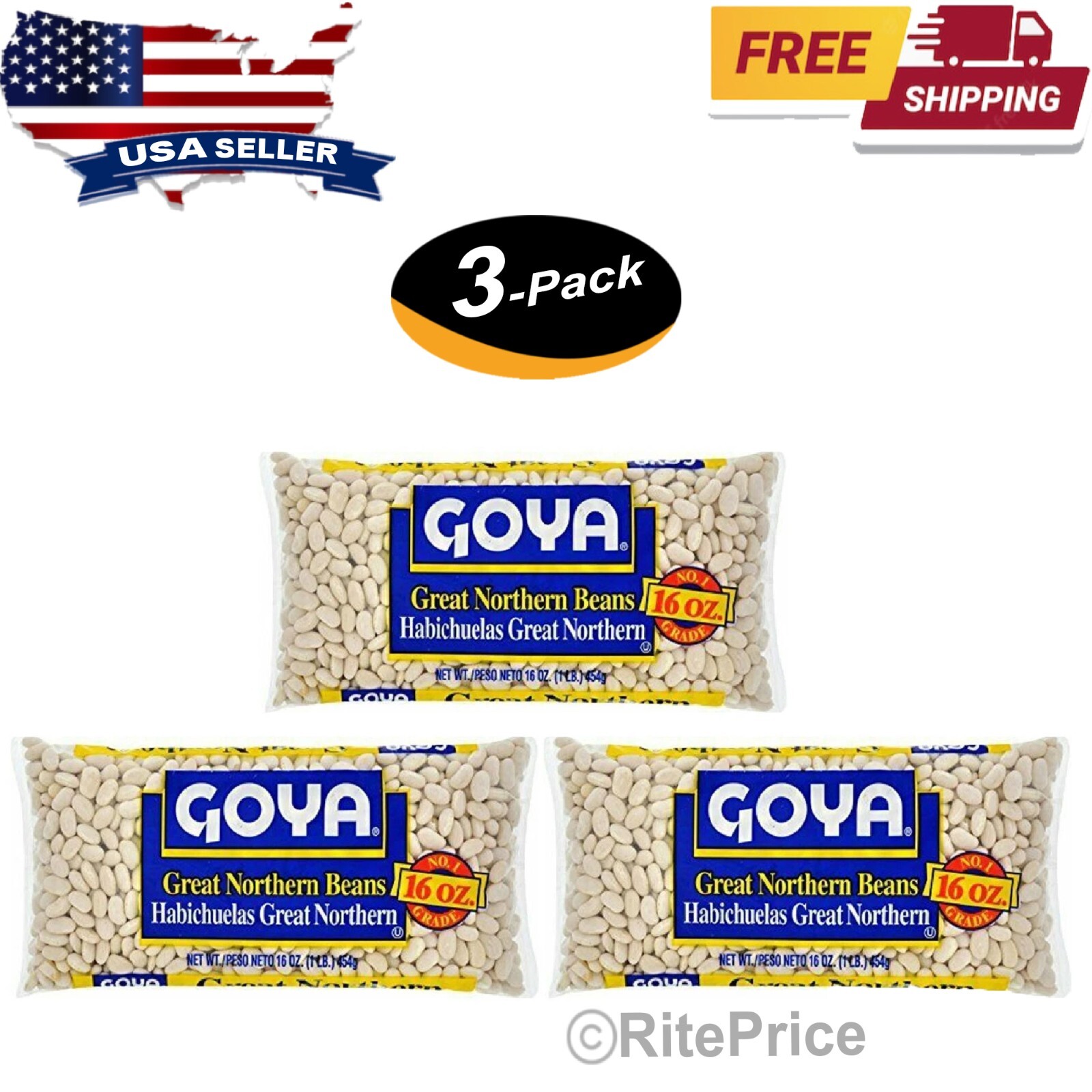 Goya Great Northern Beans, 16 Ounce (3 Pack) Best Seller- New- Free Shipping