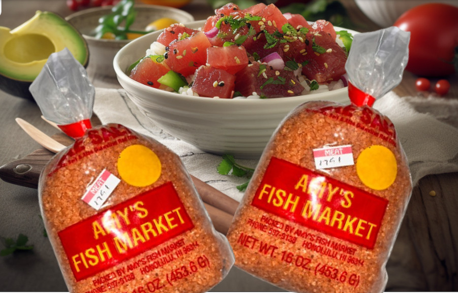 Two (2) lb. Hawaiian ALAEA SEA SALT Medium grains AMY’S FISH MARKET (POKE SALT)