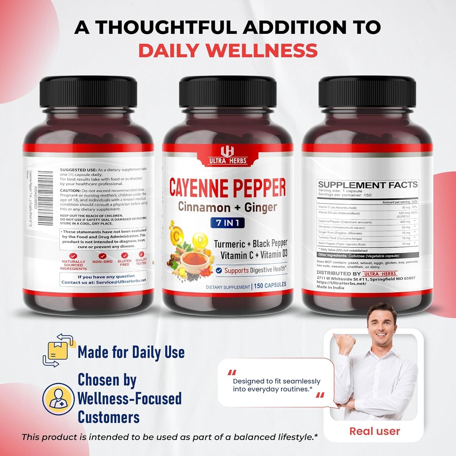 Cayenne Pepper 7 in 1 – with Ginger, Turmeric, Cinnamon, Black Pepper – Promo…