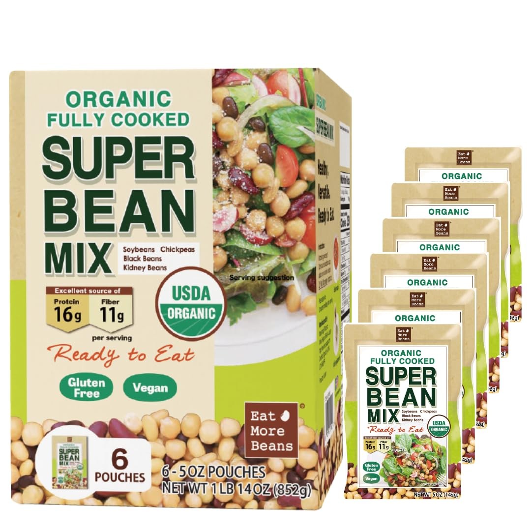 【】Organic Fully Cooked Super Bean Mix, steamed bean, healthy salad toppings, …