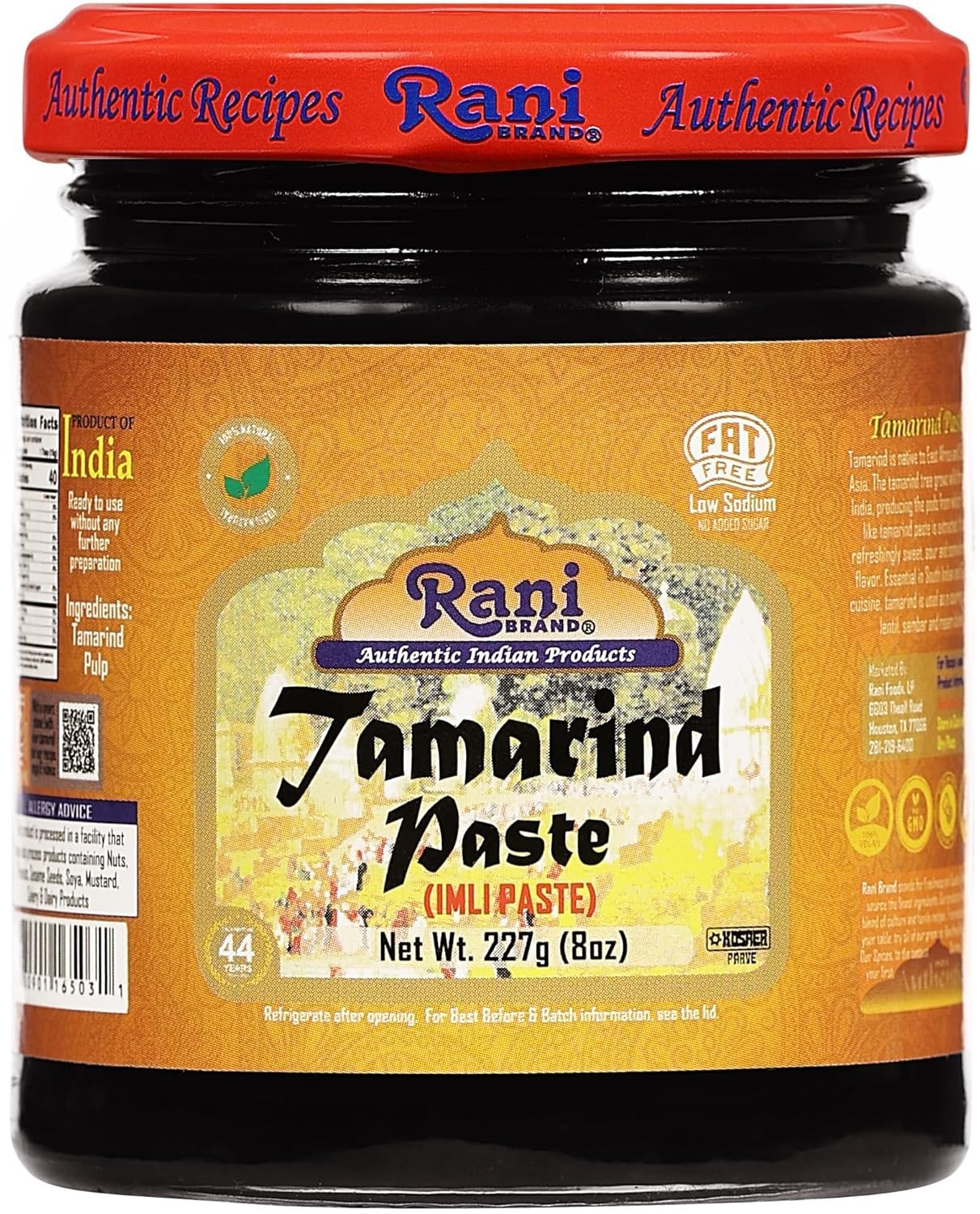 Natural Tamarind Puree in Glass Jar (8oz) – No Preservatives, Kosher Certified