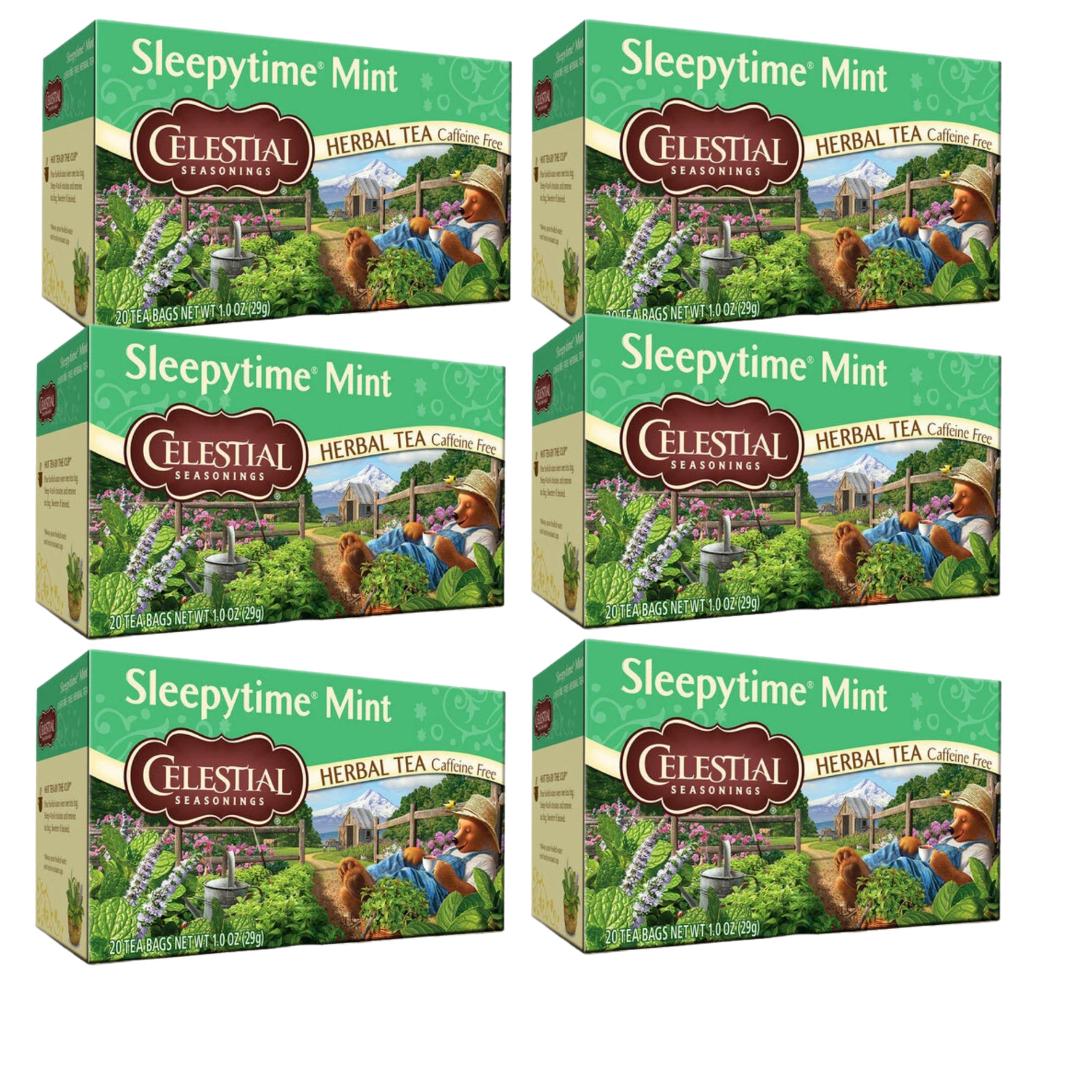 6 Pack Celestial Seasonings Sleepytime Mint Herbal Tea 20 Ct Caffeine Free NEW