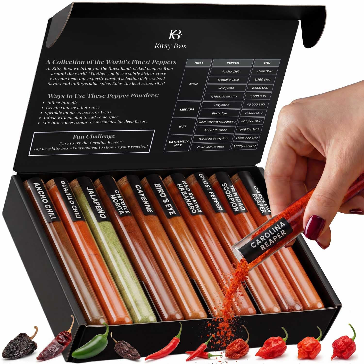 Premium Pepper Powder Variety Pack – 10 Gourmet Chili Powders from Mild to World