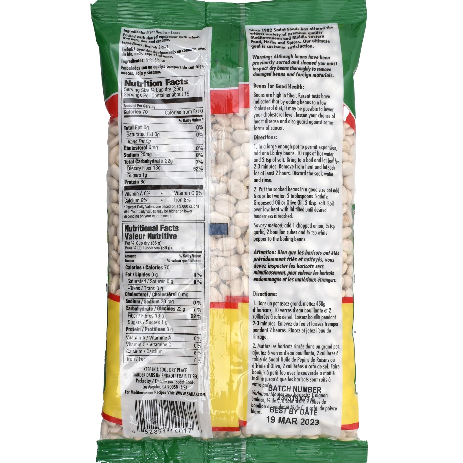 Dried White Northern Beans Cooking 24 oz Resealable Bag Healthy Vegetarian Meal