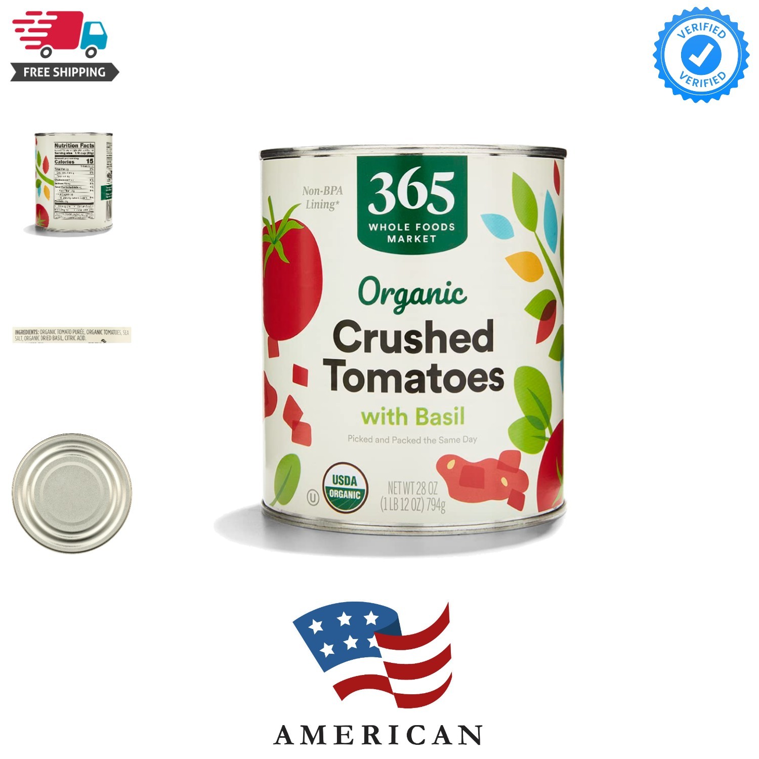 Organic Crushed Tomatoes With Basil, 28 Ounce