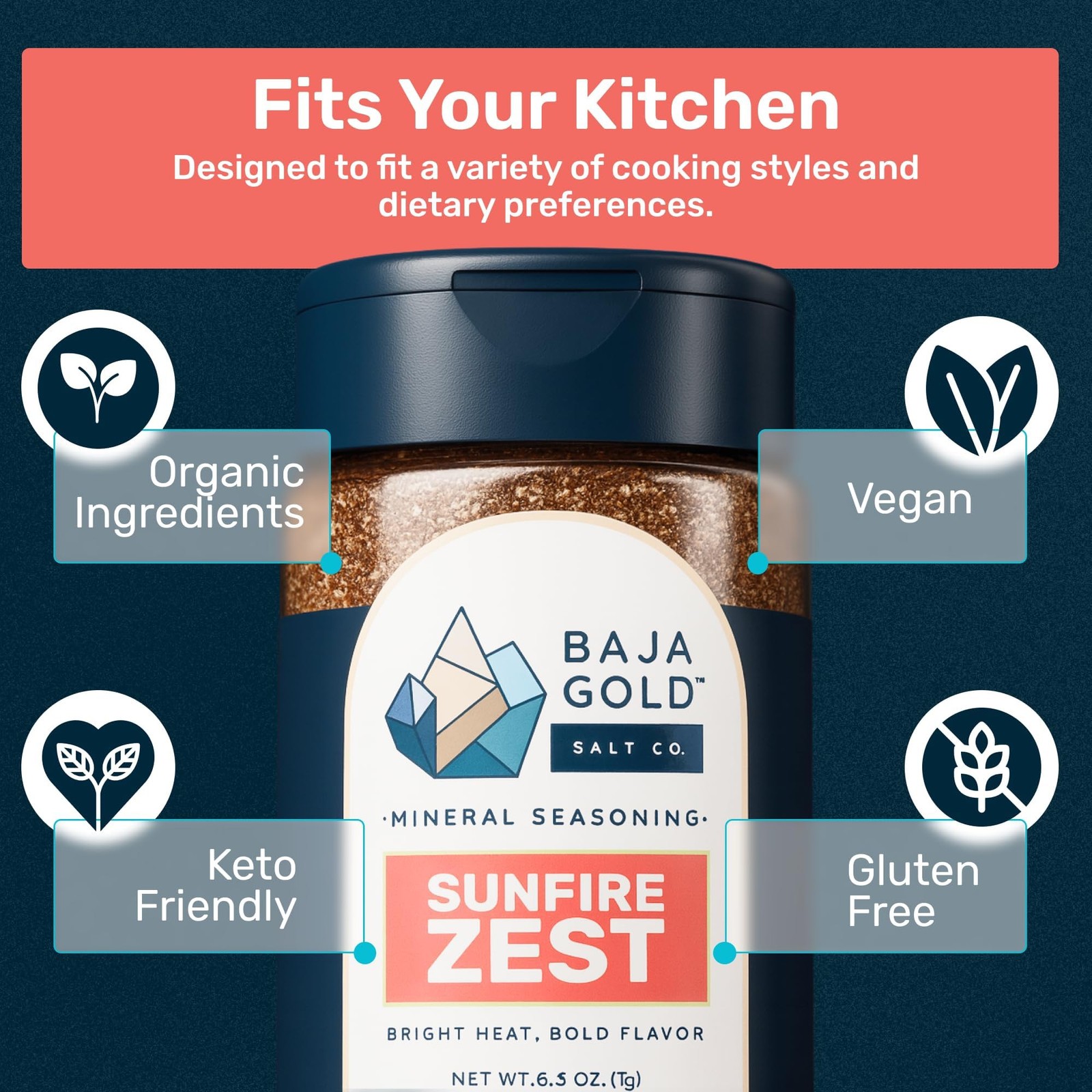 Baja Gold Spicy Seasoning, Sunfire Zest Spicy Pepper Citrus Blend With Minera…