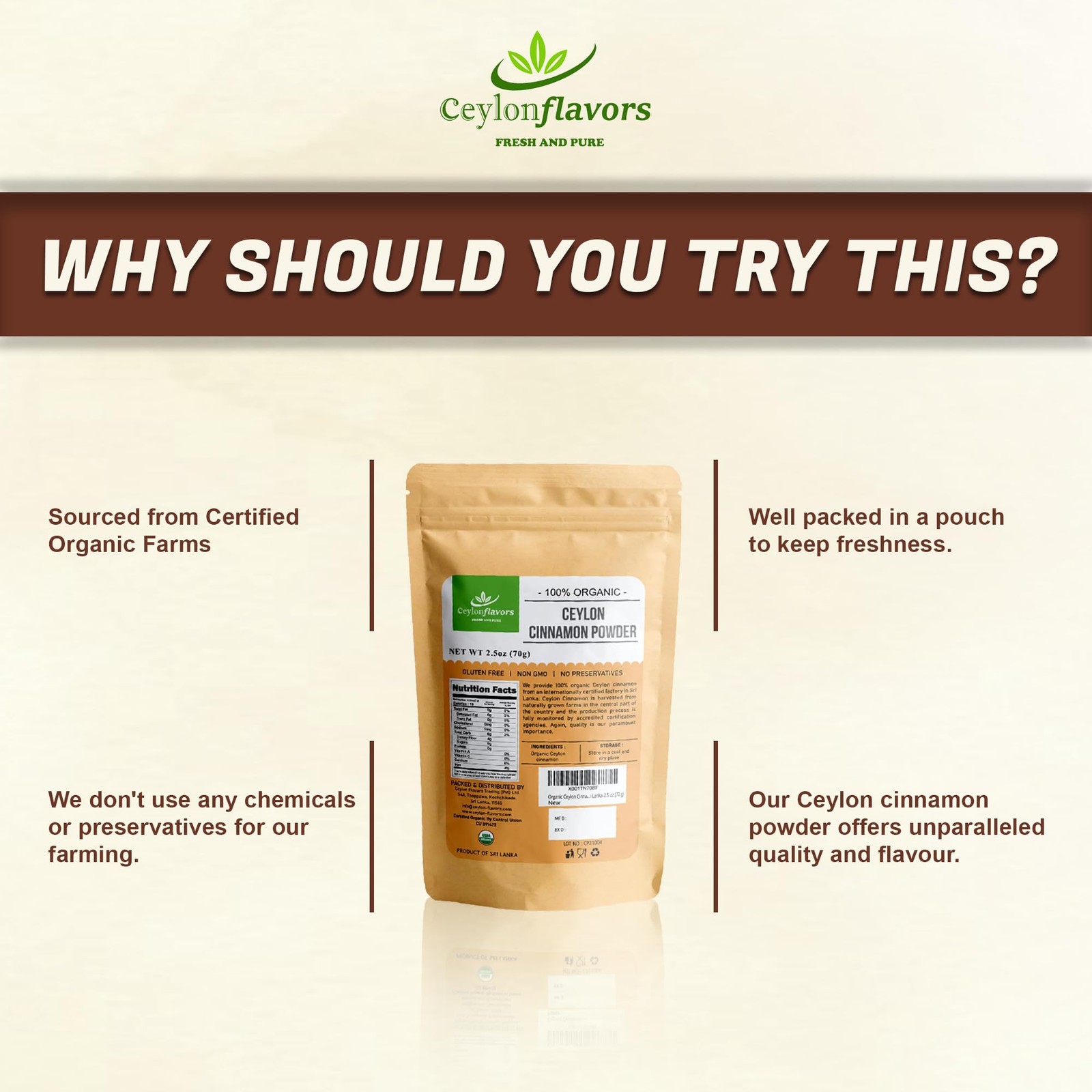 Ceylon Flavors Fresh and Pure USDA Certified Organic Premuim grade Real…
