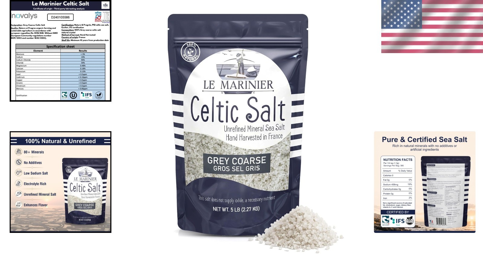 Hand Harvested French Grey Sea Salt – 5lb Coarse