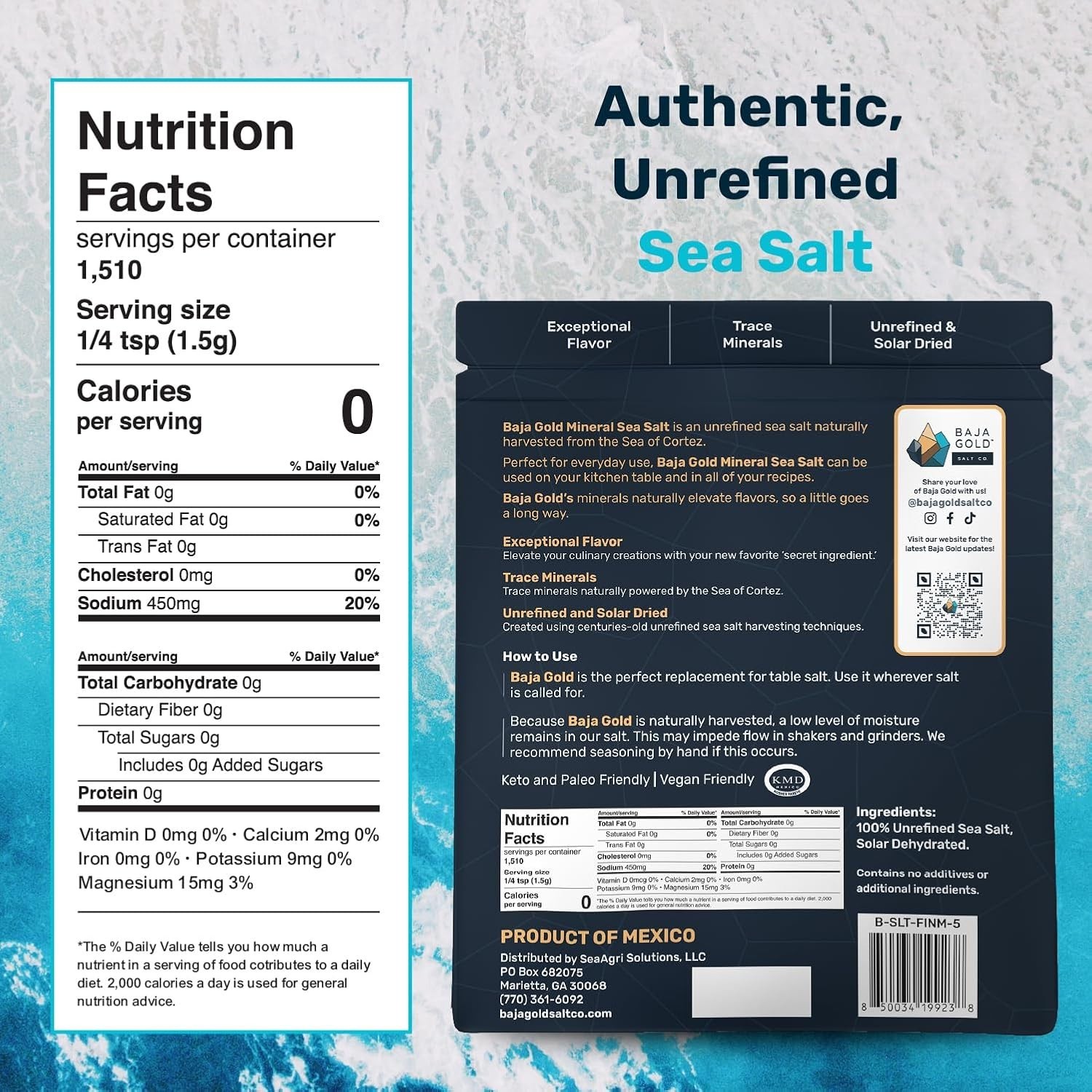 Signature Mineral Sea Salt – Kosher Certified Fine Grind for Cooking & Baking