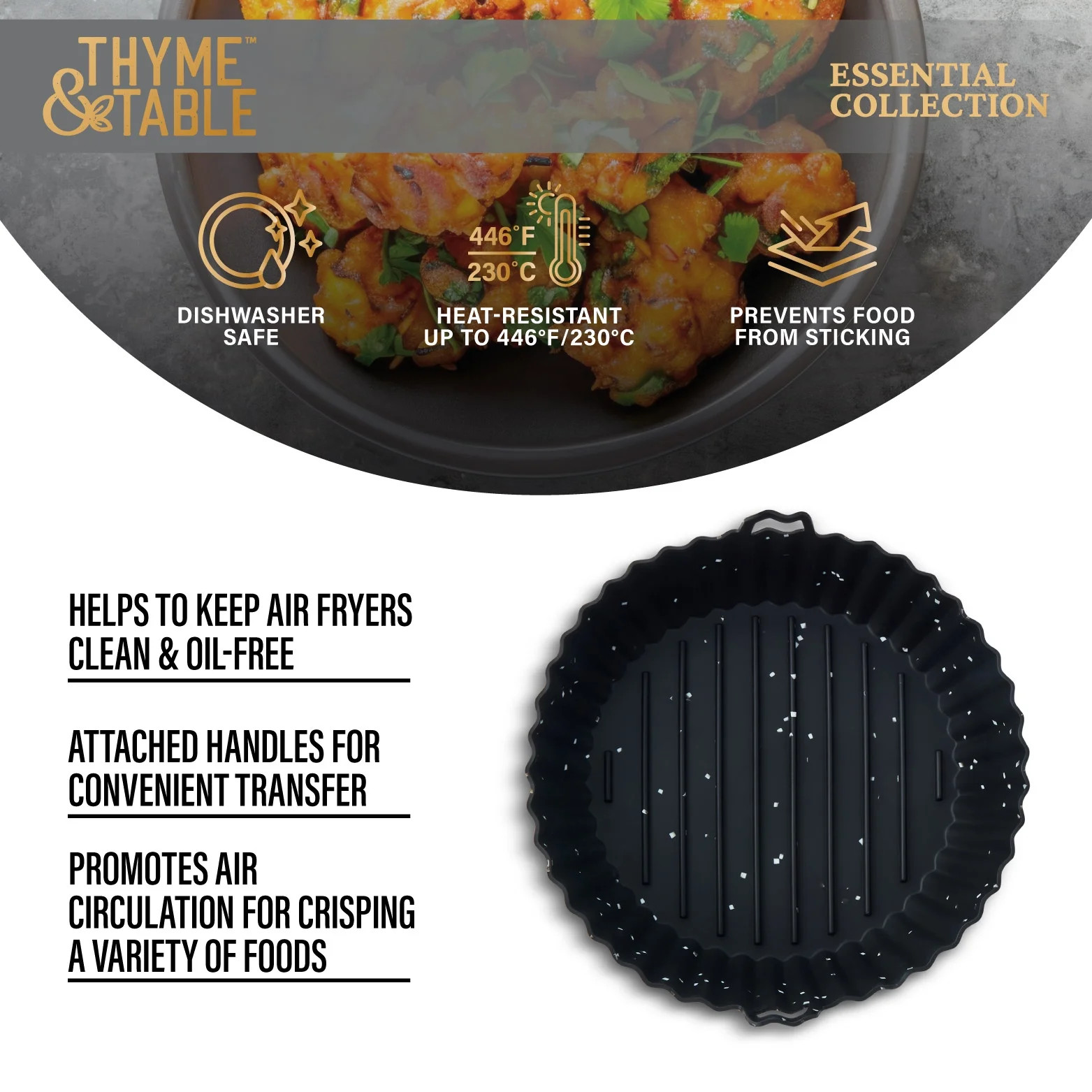 6.3″ round Silicone Air Fryer Liner, 1 Count per Pack