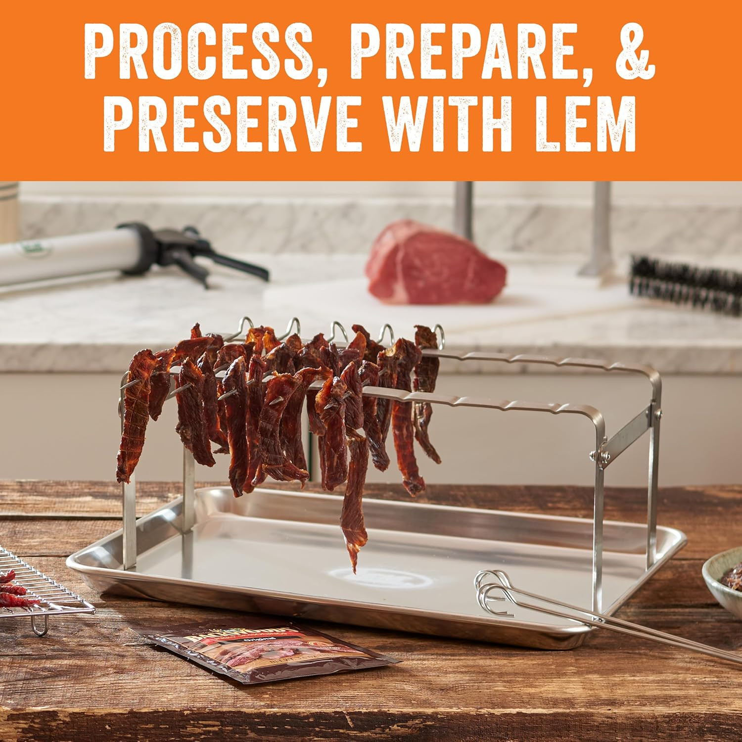 Products Jerky Hanger with 9 Skewers, Backwoods Seasoning, Stainless Steel and A