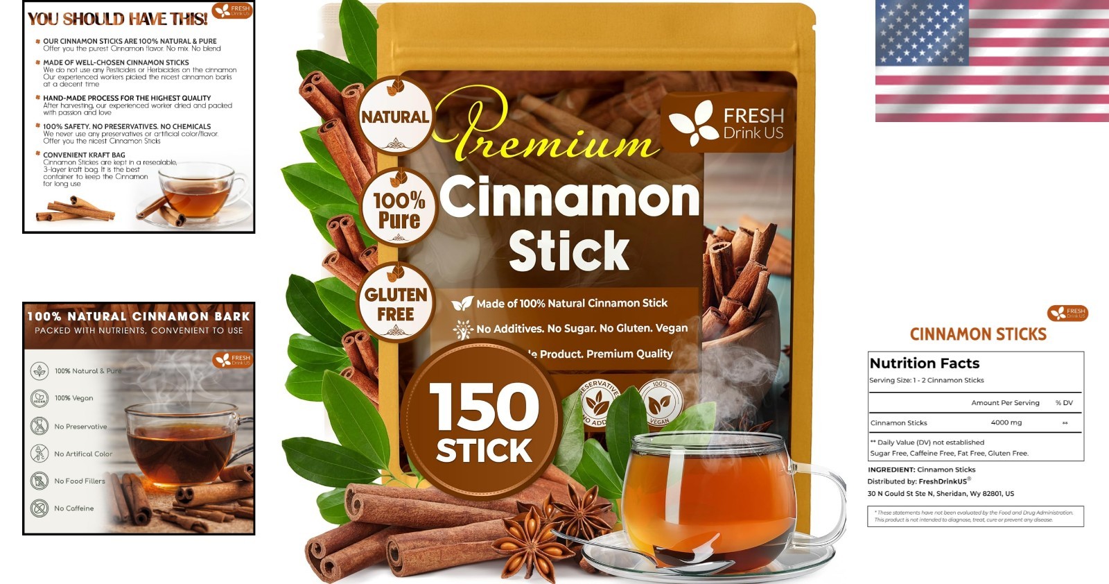 Aromatic Cinnamon Sticks 150 Pack – & Natural
