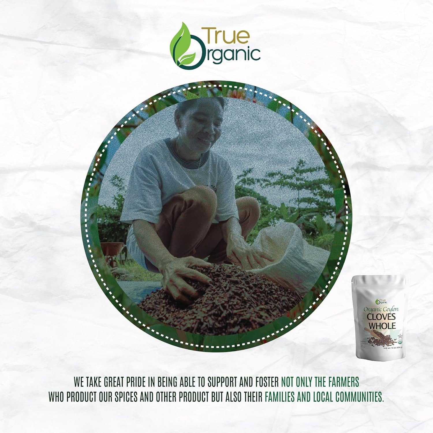 True Organic Ceylon Cloves Whole, 1 lb, Grade, USDA Organic & Kosher Cer