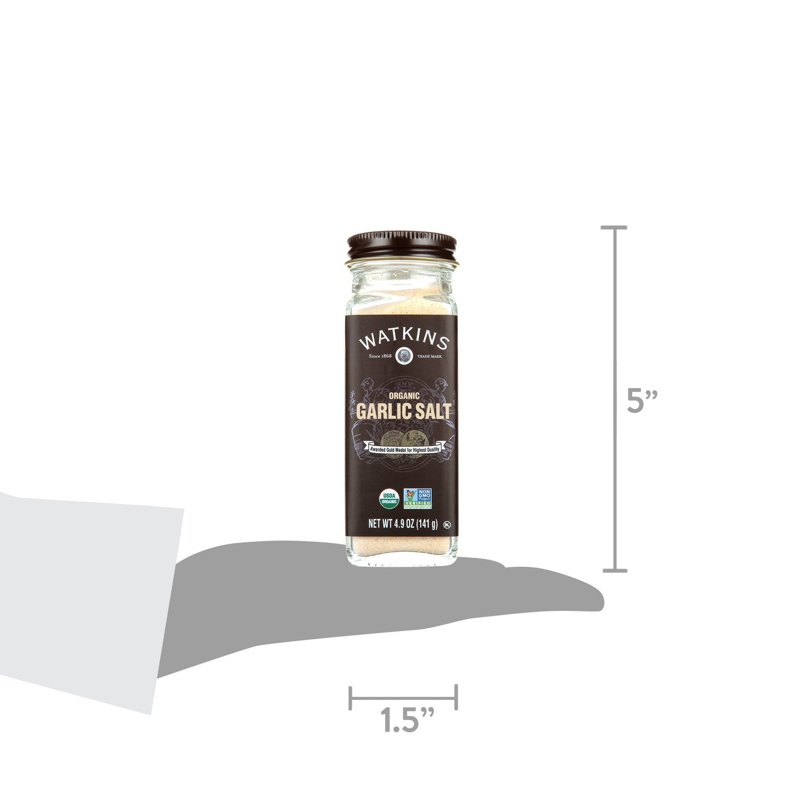 Gourmet Organic Garlic Salt Jar 4.9 oz Spice Shaker for Seasoning Food