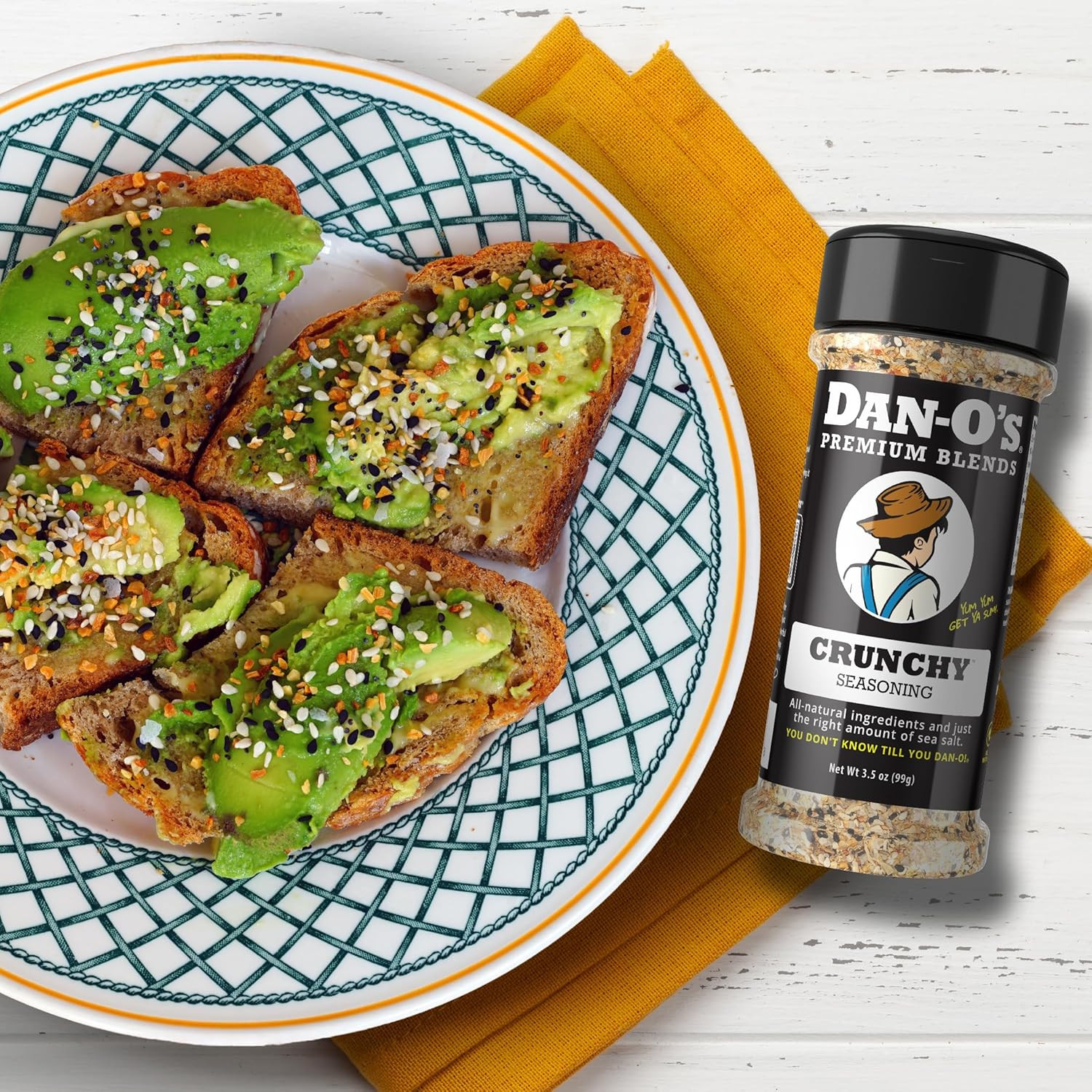 Dan-O’S Crunchy Seasoning, 2.5 Oz Bottle, Everything Seasoning for Fish, Eggs, S